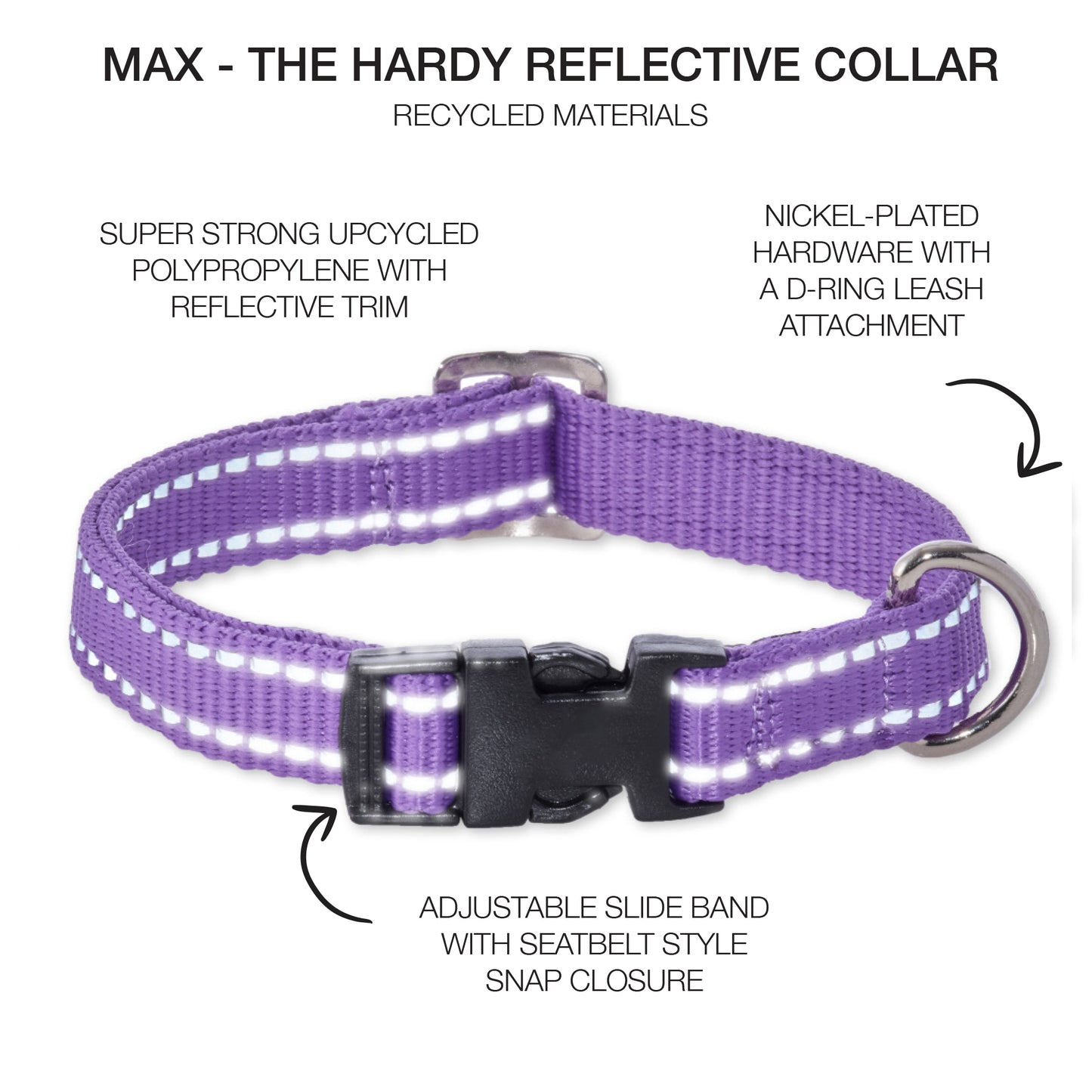 MAX- THE HARDY REFLECTIVE COLLAR , PURPLE