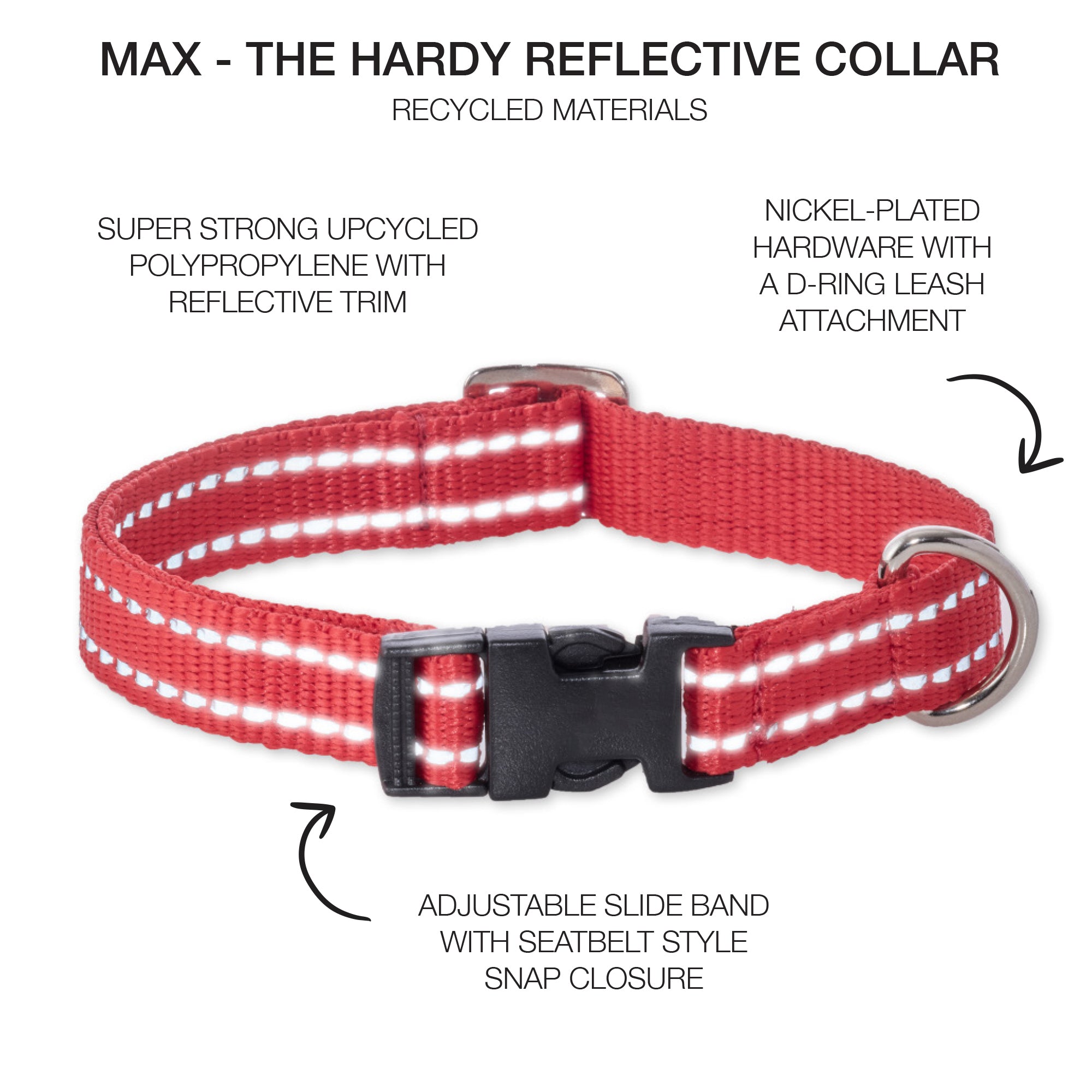 MAX- THE HARDY REFLECTIVE COLLAR , RED