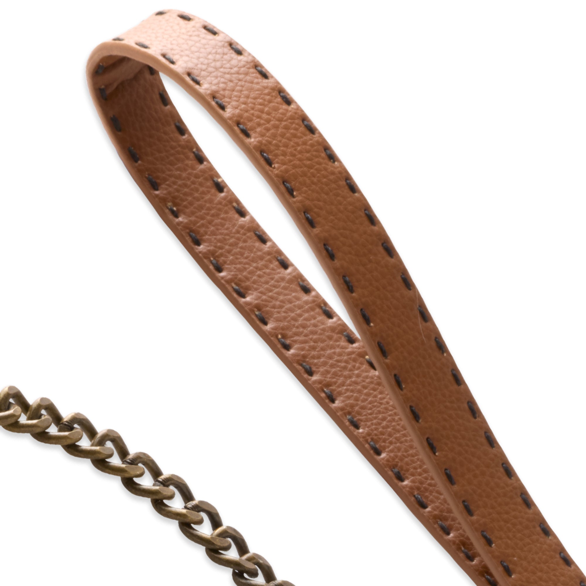 Close up of detailed stitching on the Rein Link Leash handle