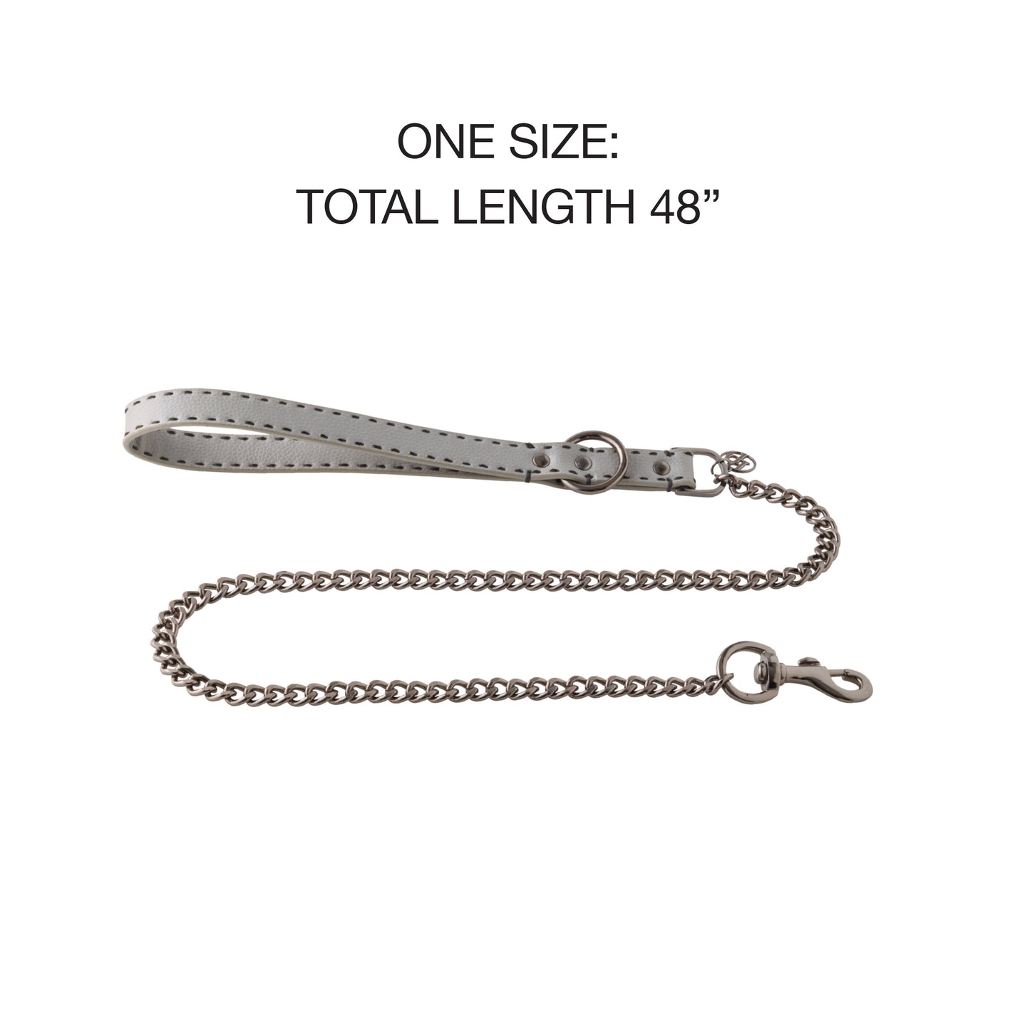 Link Leash Layout with, One Size: Total Lenth 48" text on a white background