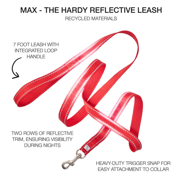 MAX - THE HARDY REFLECTIVE LEASH, RED