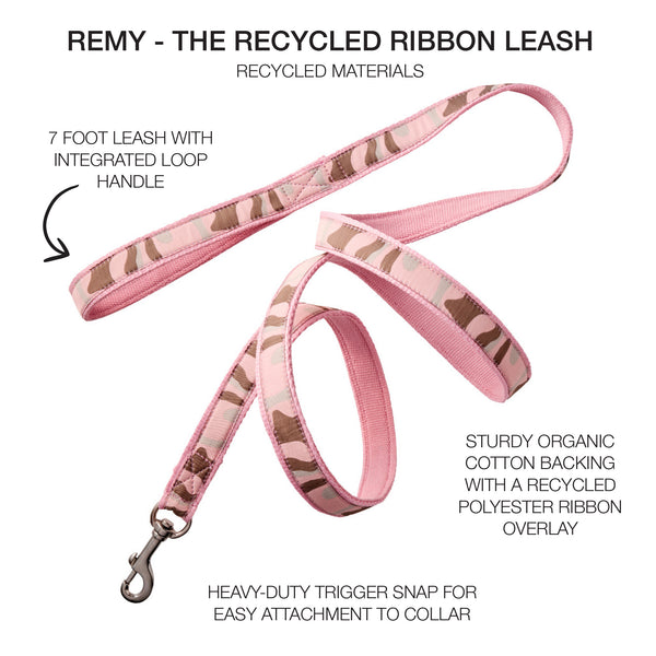 REMY - THE RECYCLED RIBBON LEASH, PINK CAMO