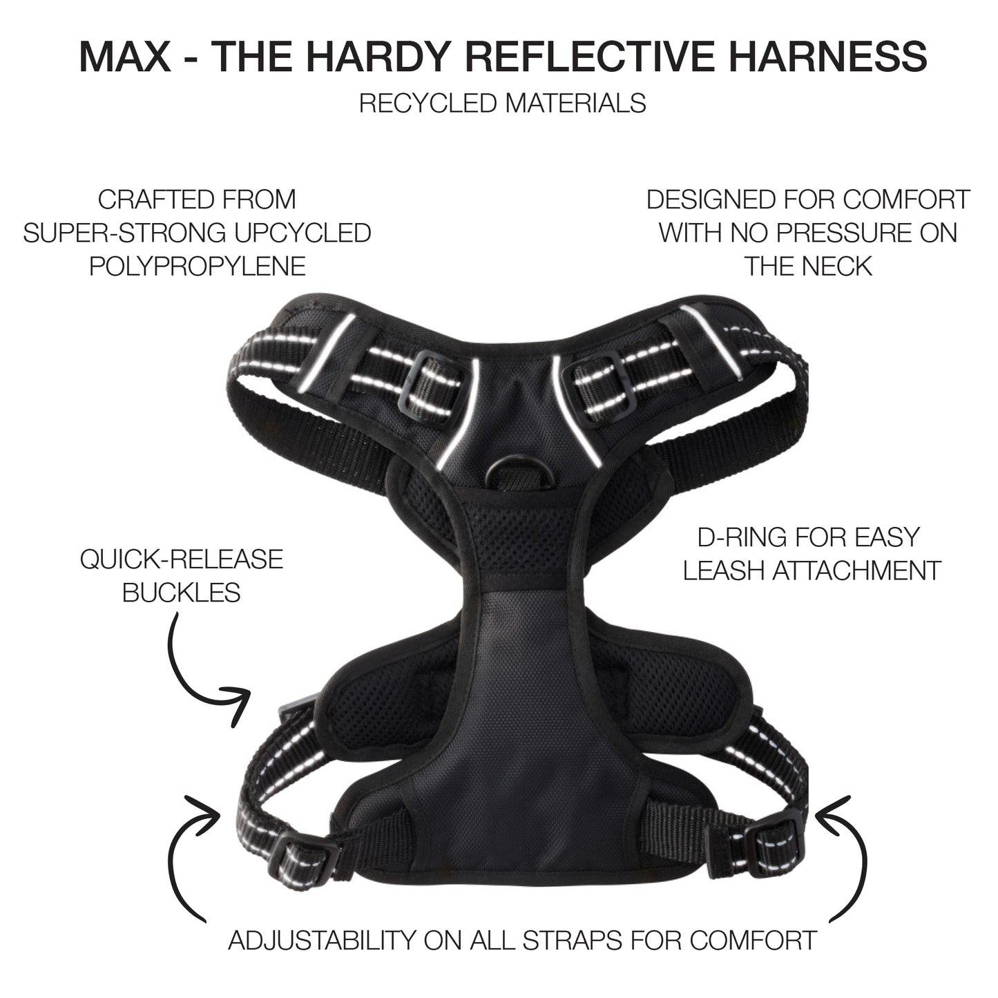 MAX- THE HARDY REFLECTIVE HARNESS , BLACK