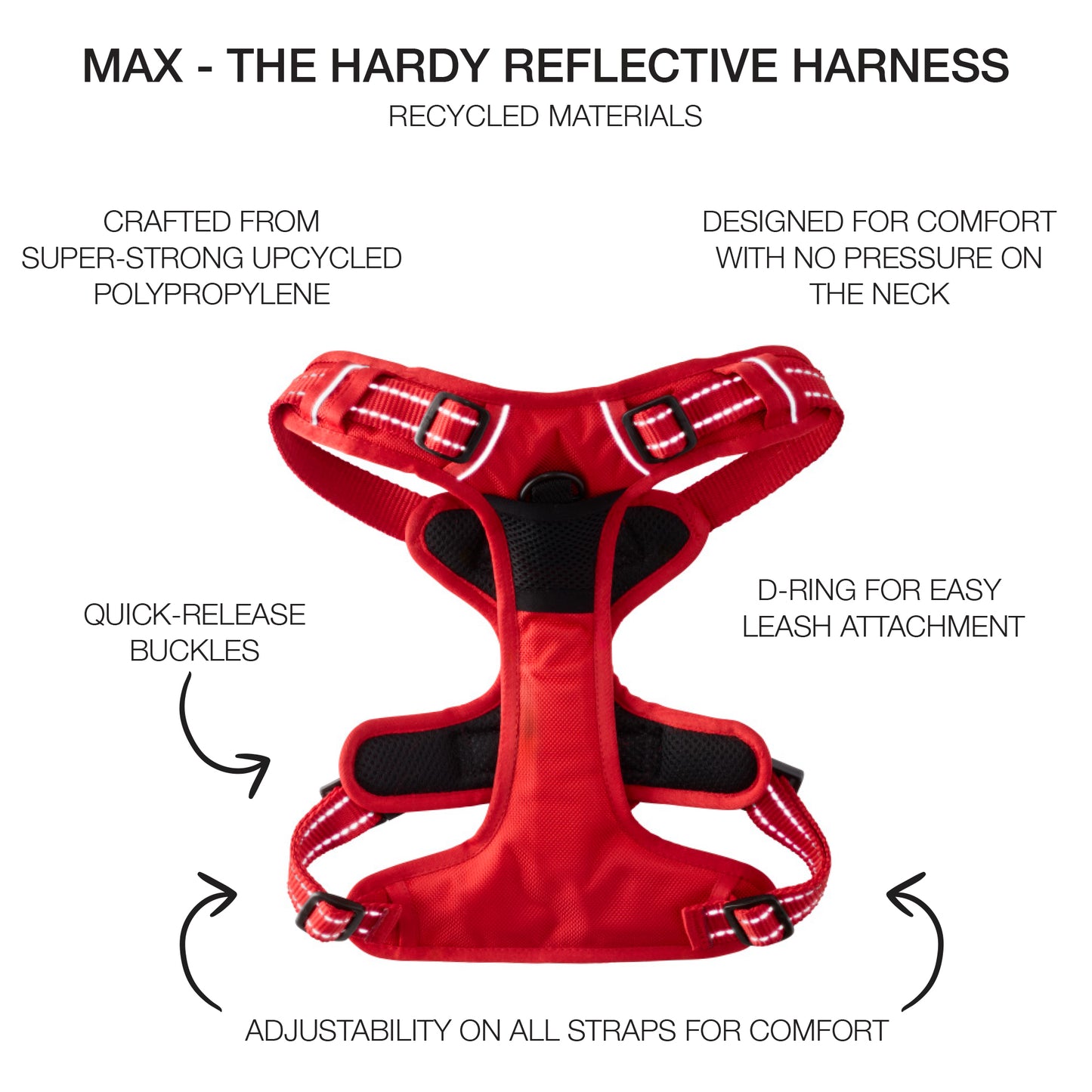 MAX- THE HARDY REFLECTIVE HARNESS , RED