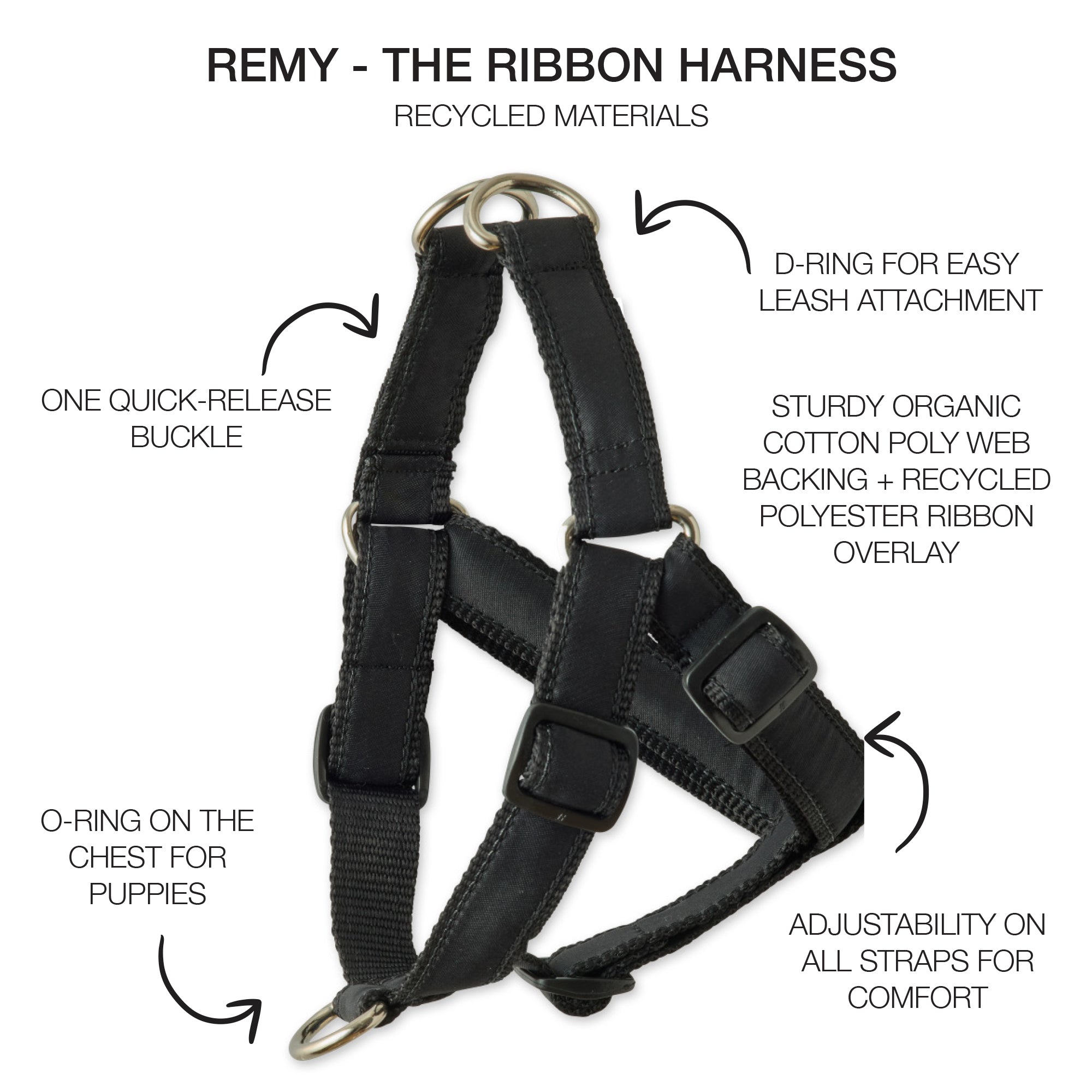 REMY - THE RIBBON HARNESS BLACK