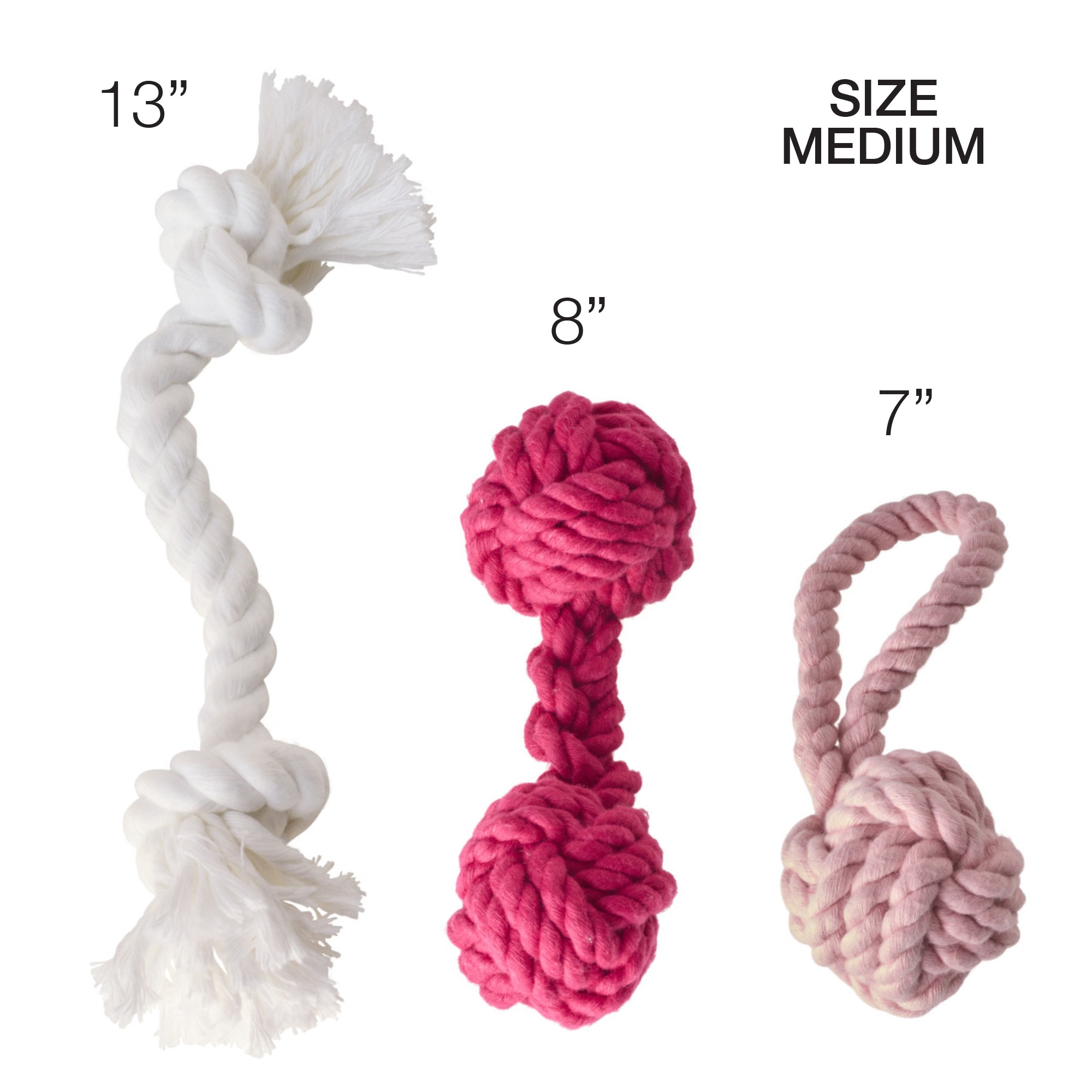 BRADY - THE ROPE TUG TOYS, 3-PACK, PINK OMBRE
