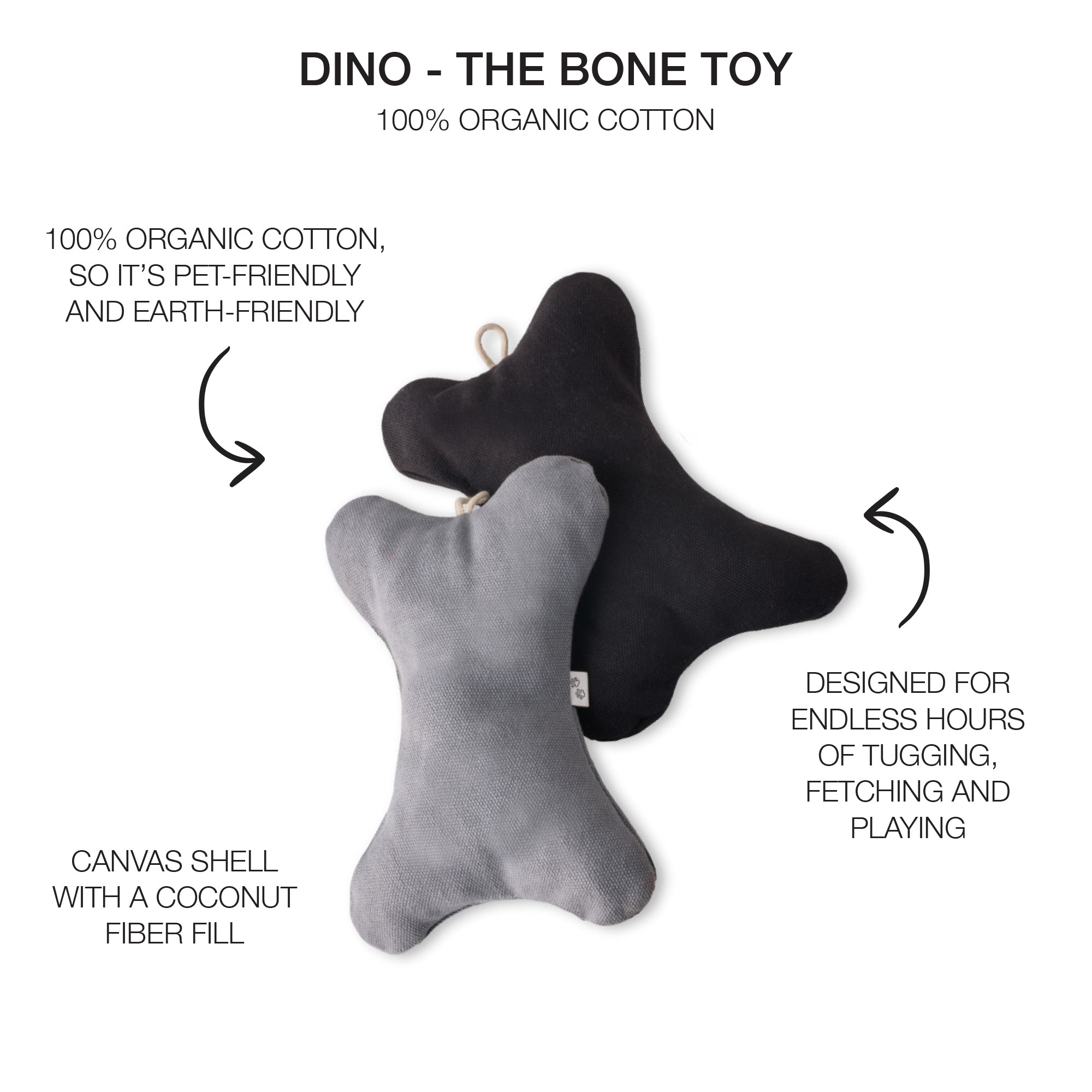 DINO - THE BONE TOY, 2-PACK, GRAY OMBRE