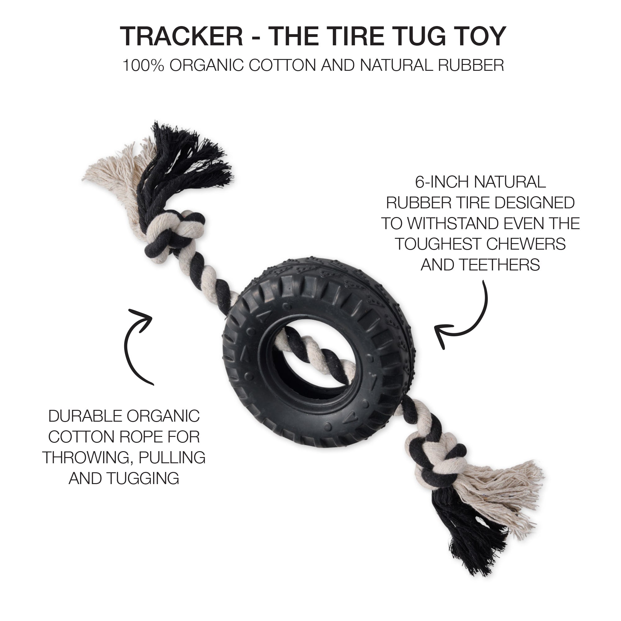 TRACKER - THE TIRE TUG TOY, BLACK