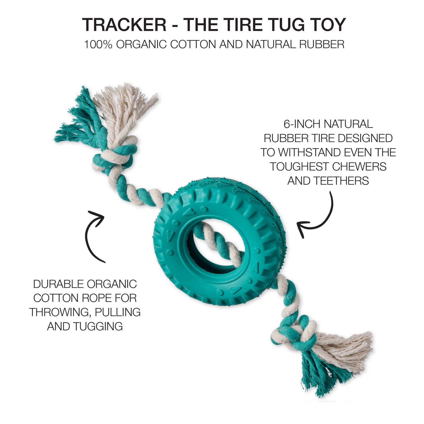 TRACKER - THE TIRE TUG TOY, TEAL