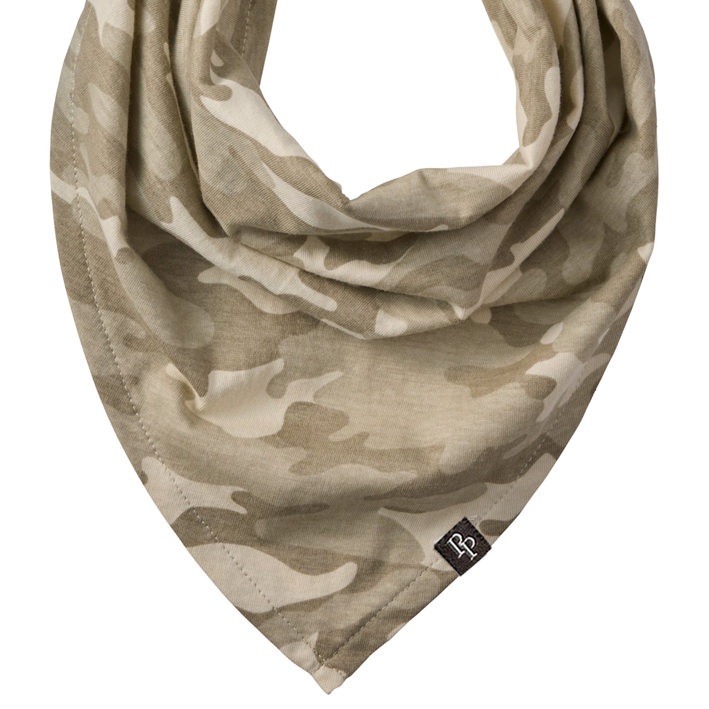 Close up of beige camo pet bandana