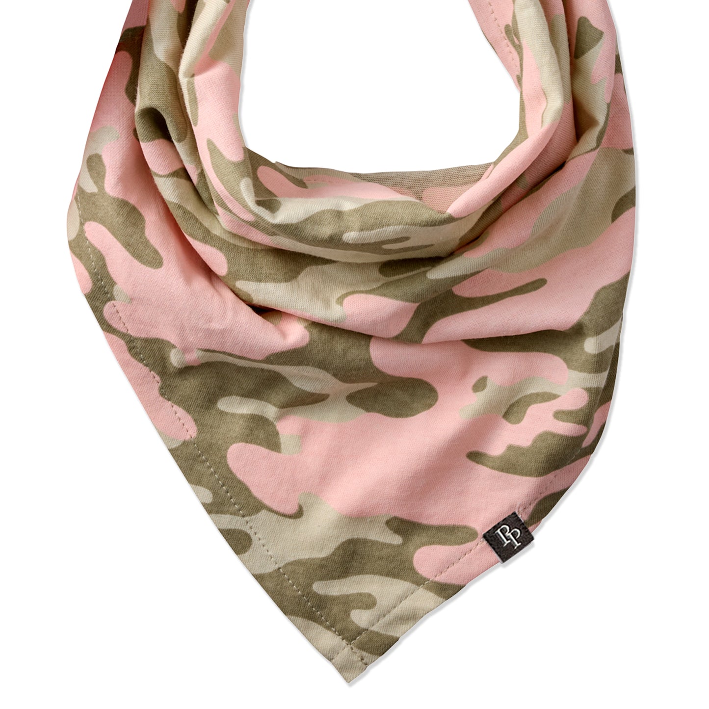 Close up of pink camo pet bandana