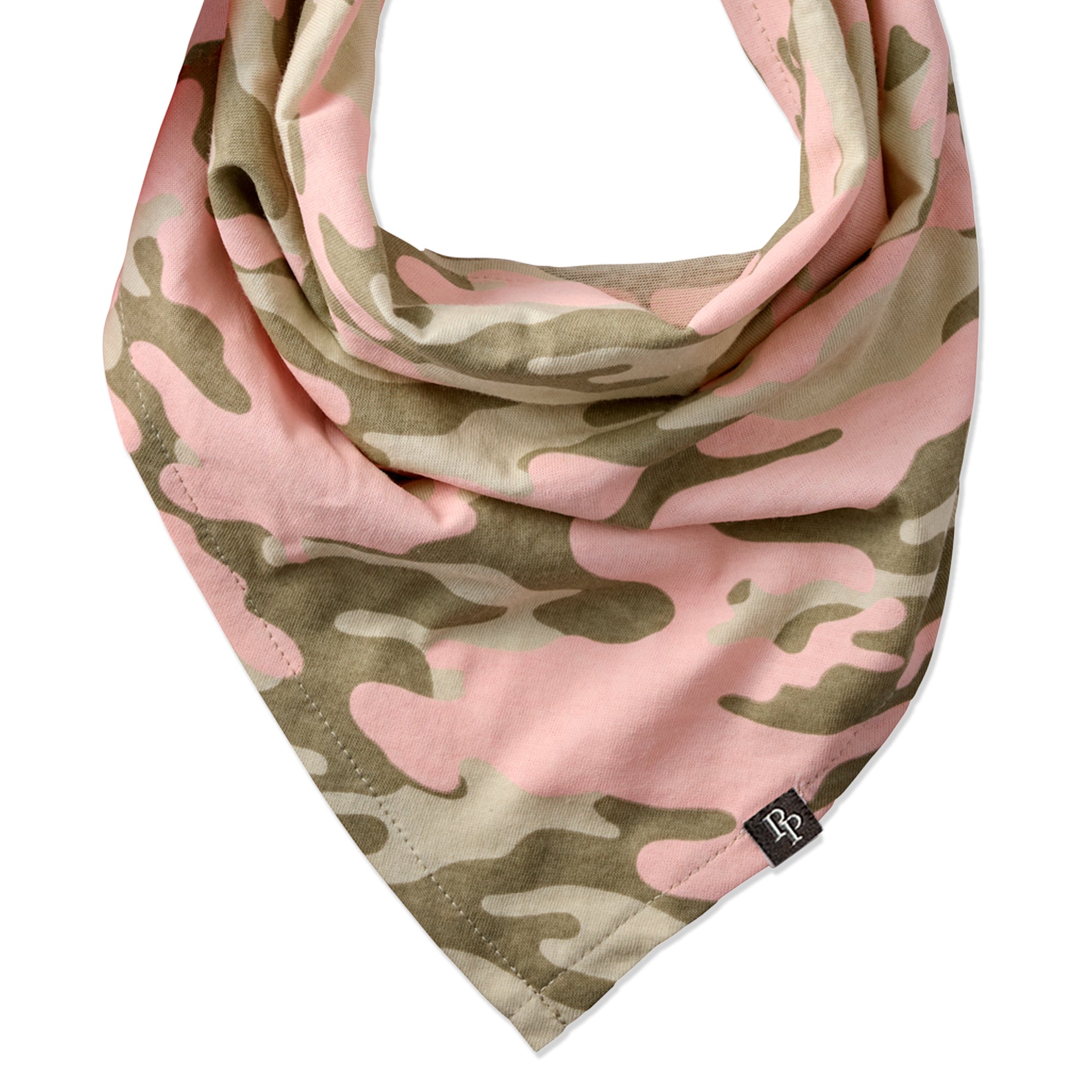 Close up of pink camo pet bandana