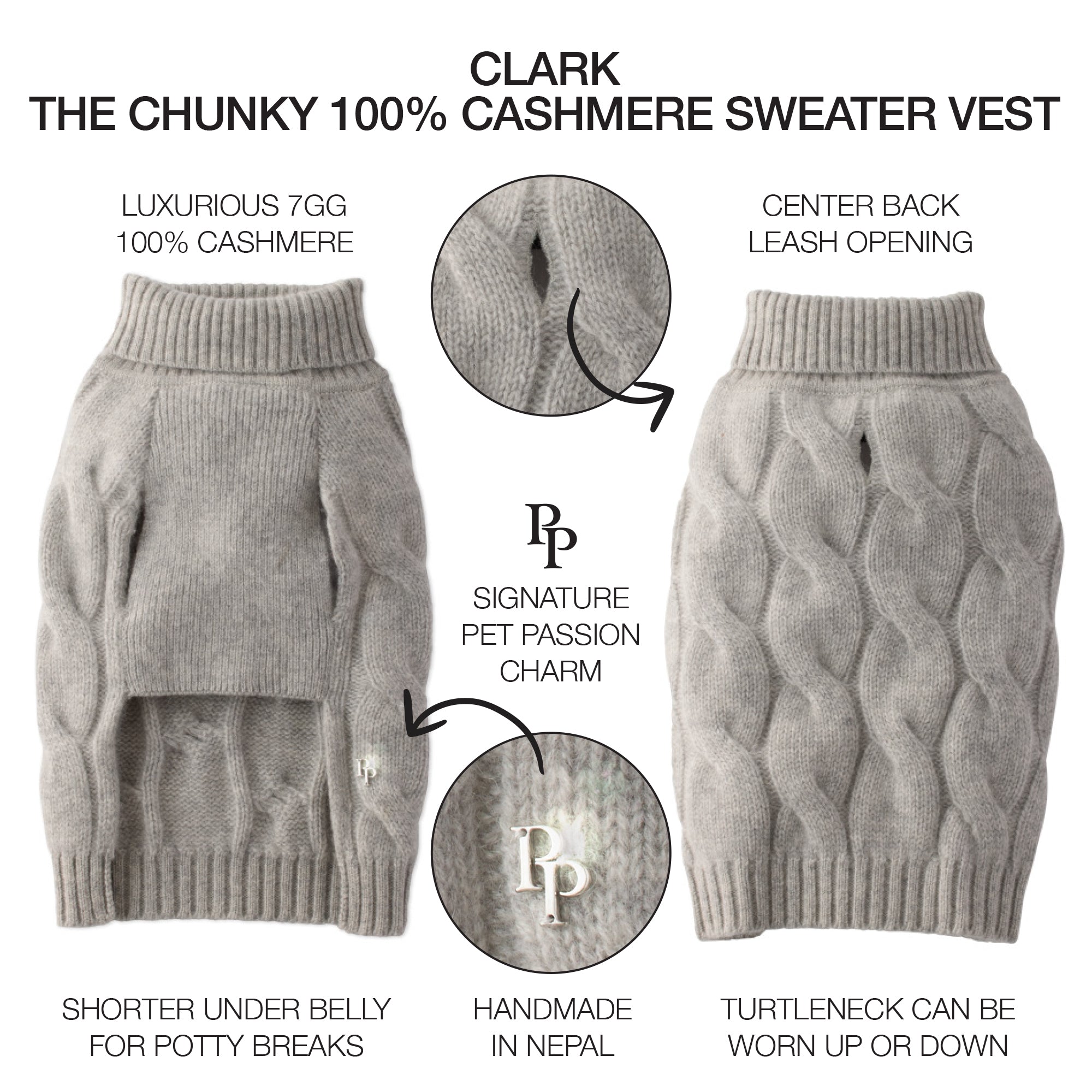 CLARK - THE CHUNKY 100% CASHMERE CABLE SWEATER VEST