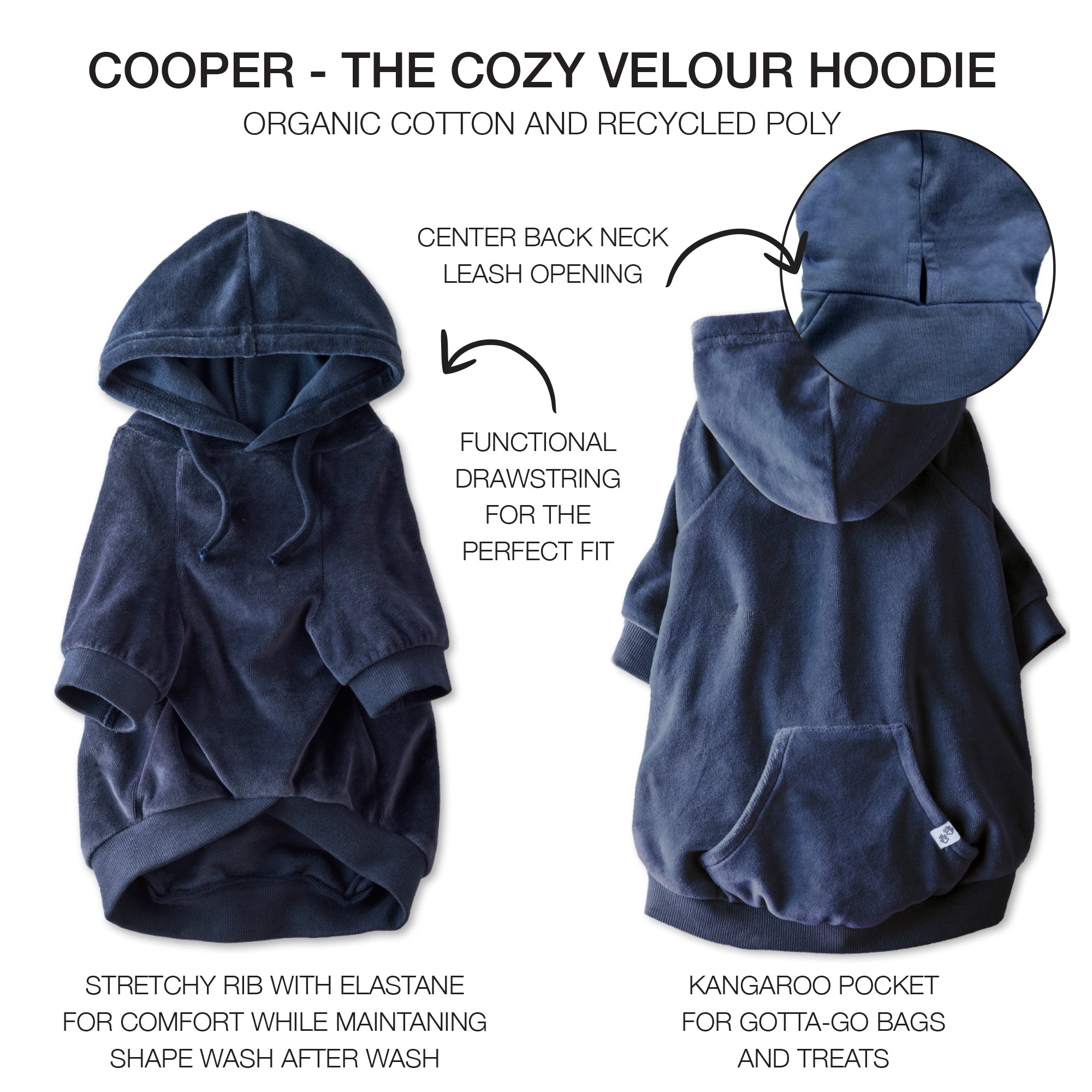 COOPER - THE COZY VELOUR HOODIE, navy