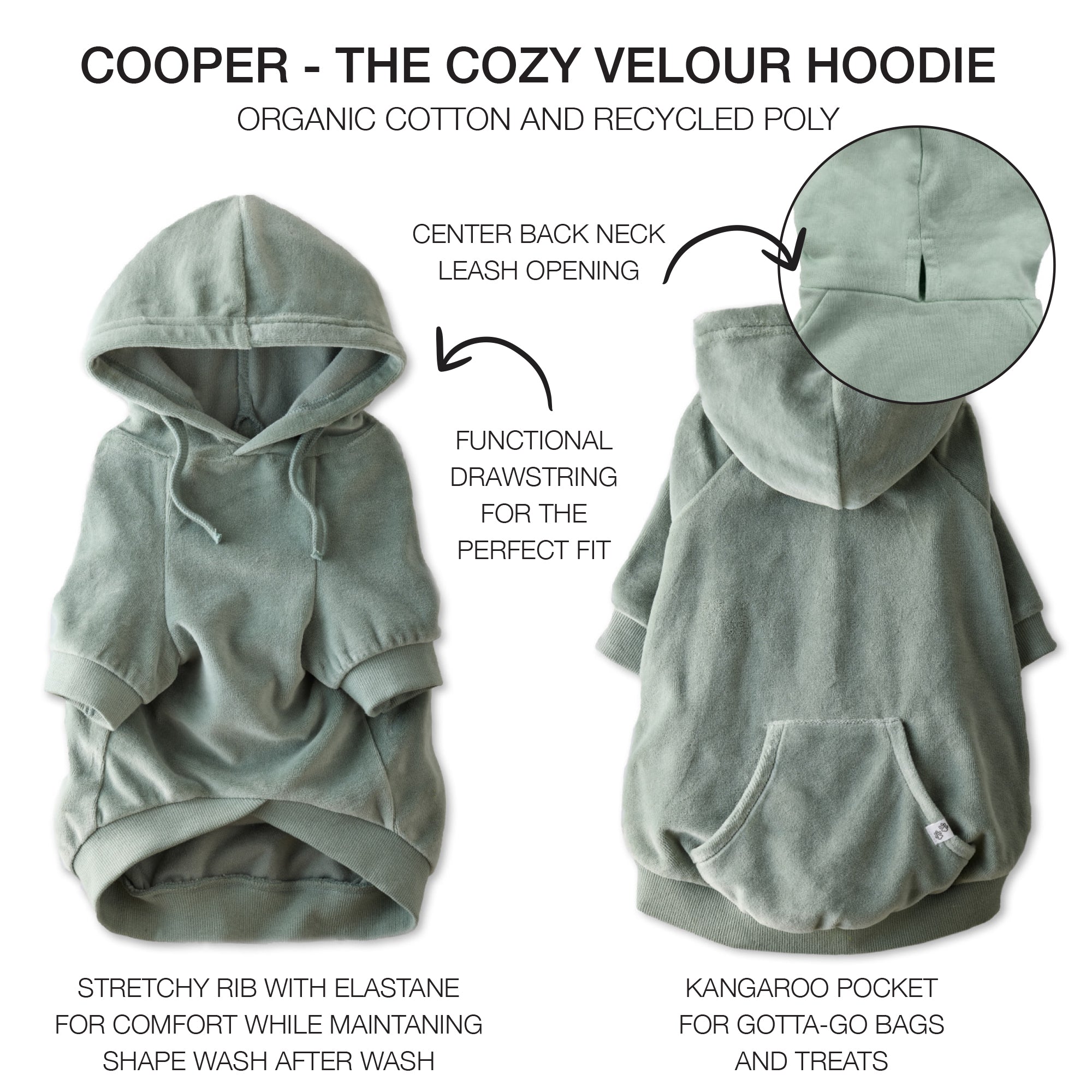 COOPER - THE COZY VELOUR HOODIE, Sage