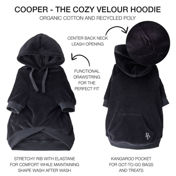 COOPER II - THE COZY VELOUR HOODIE, BLACK