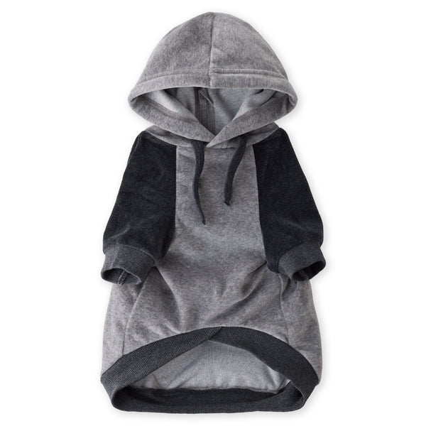 COOPER II - THE COZY VELOUR HOODIE, HEATHER GRAY COLOR BLOCK