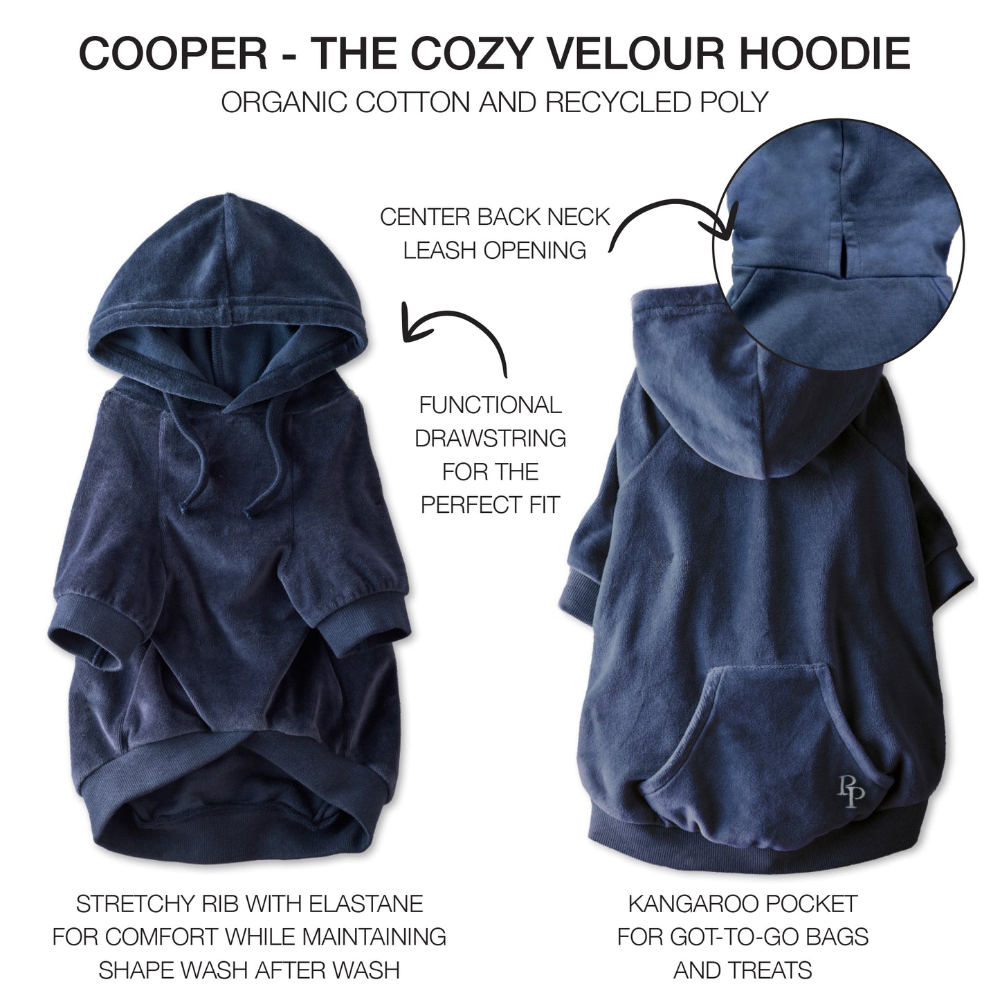 COOPER II - THE COZY VELOUR HOODIE, NAVY