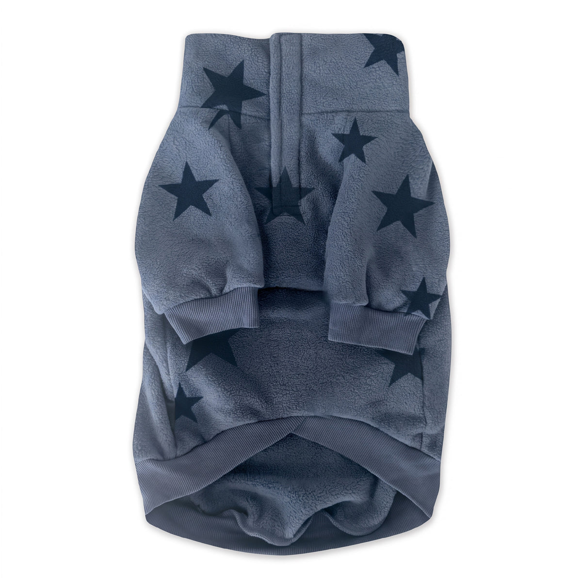 Pet Passion Hudson recycled polar fleece dog henley in Faded Denim Stars — cozy eco-friendly dog sweatshirt