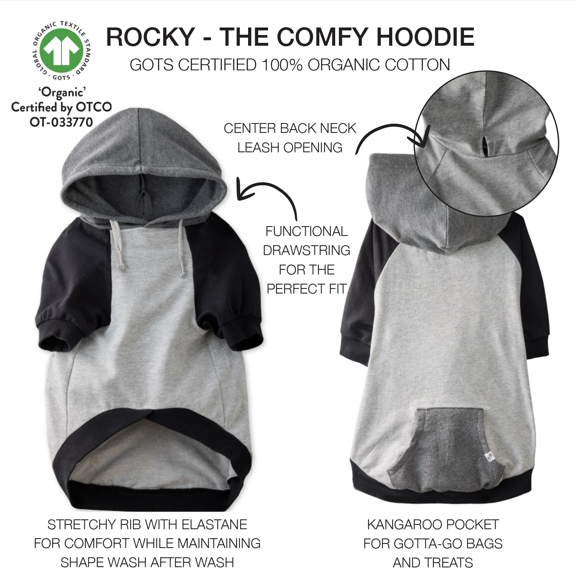 ROCKY - THE COMFY HOODIE, HEATHER GRAY COLOR BLOCK