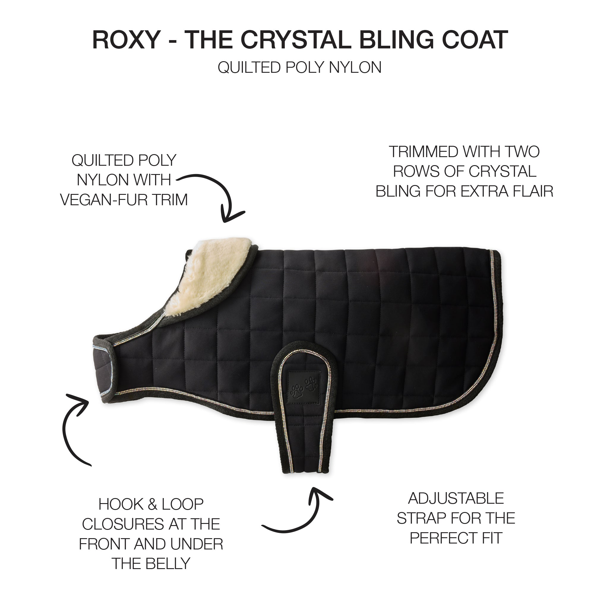 ROXY - THE CRYSTAL BLING COAT , BLACK