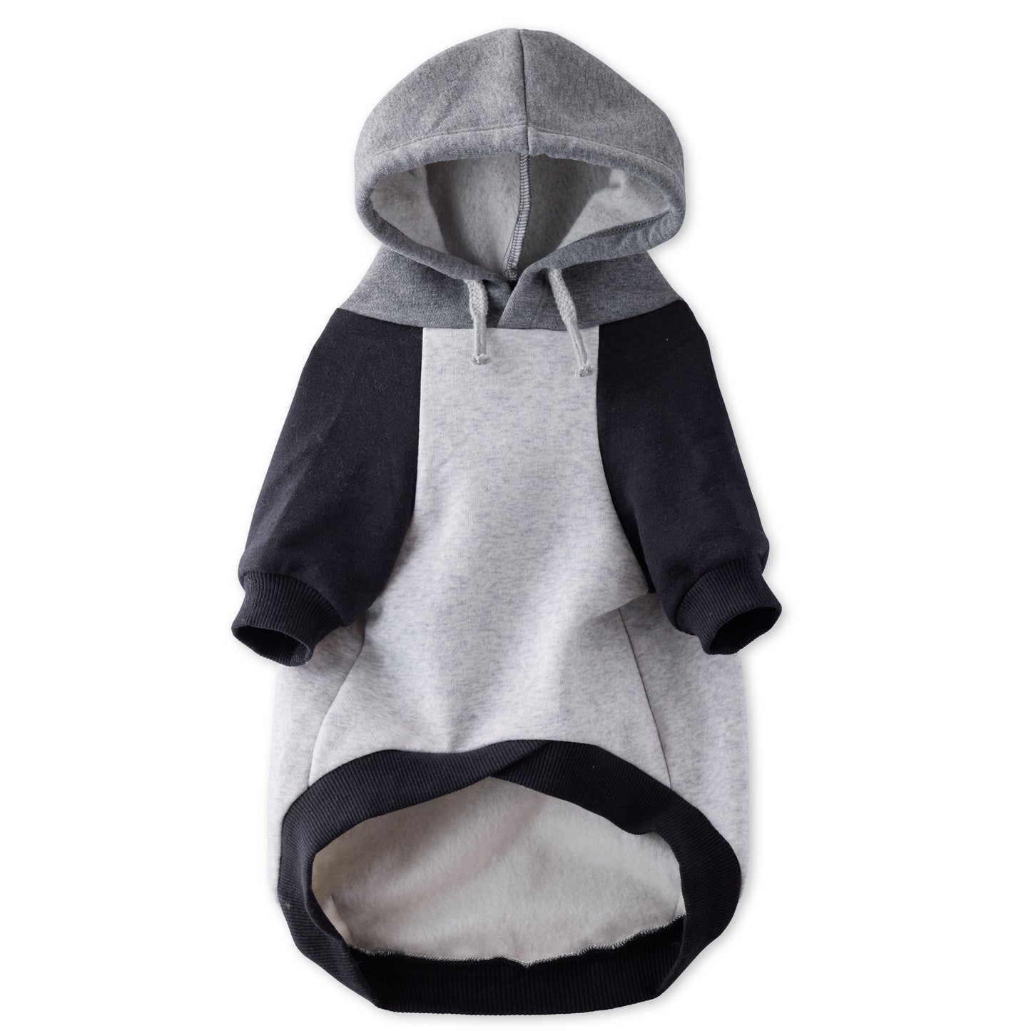 Gray and black dog hoodie on a white background