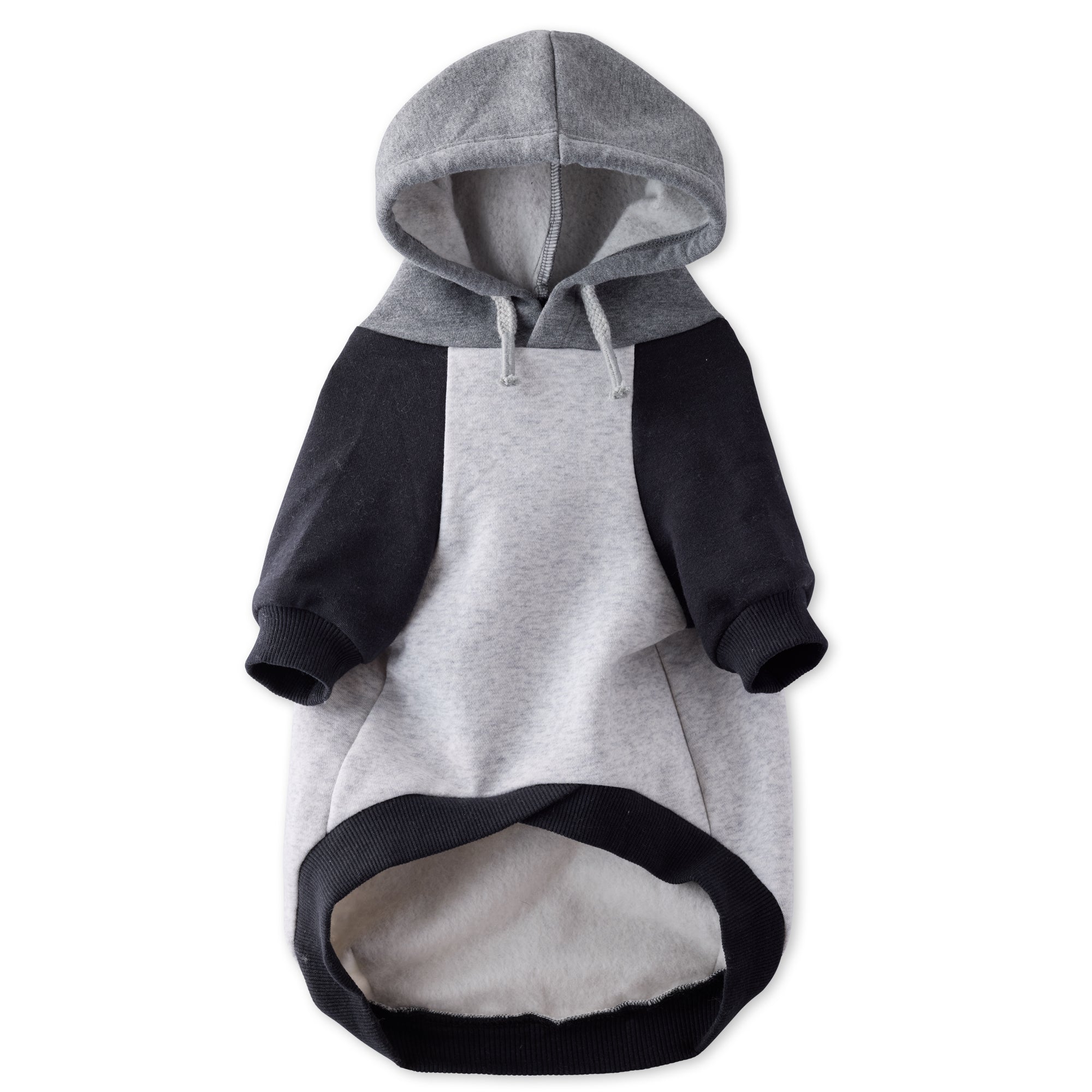 Pet Passion Rocky II extra plush comfy dog hoodie in Heather Gray Color Block — cozy fleece-lined sweatshirt for small to large dogs