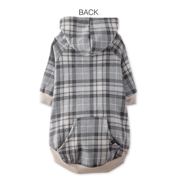 Plaid dog coat with hood on a white background