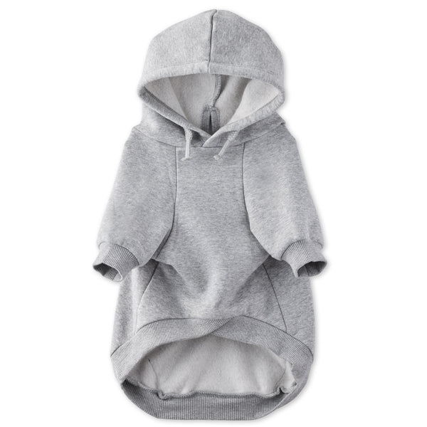 Gray dog hoodie on a white background