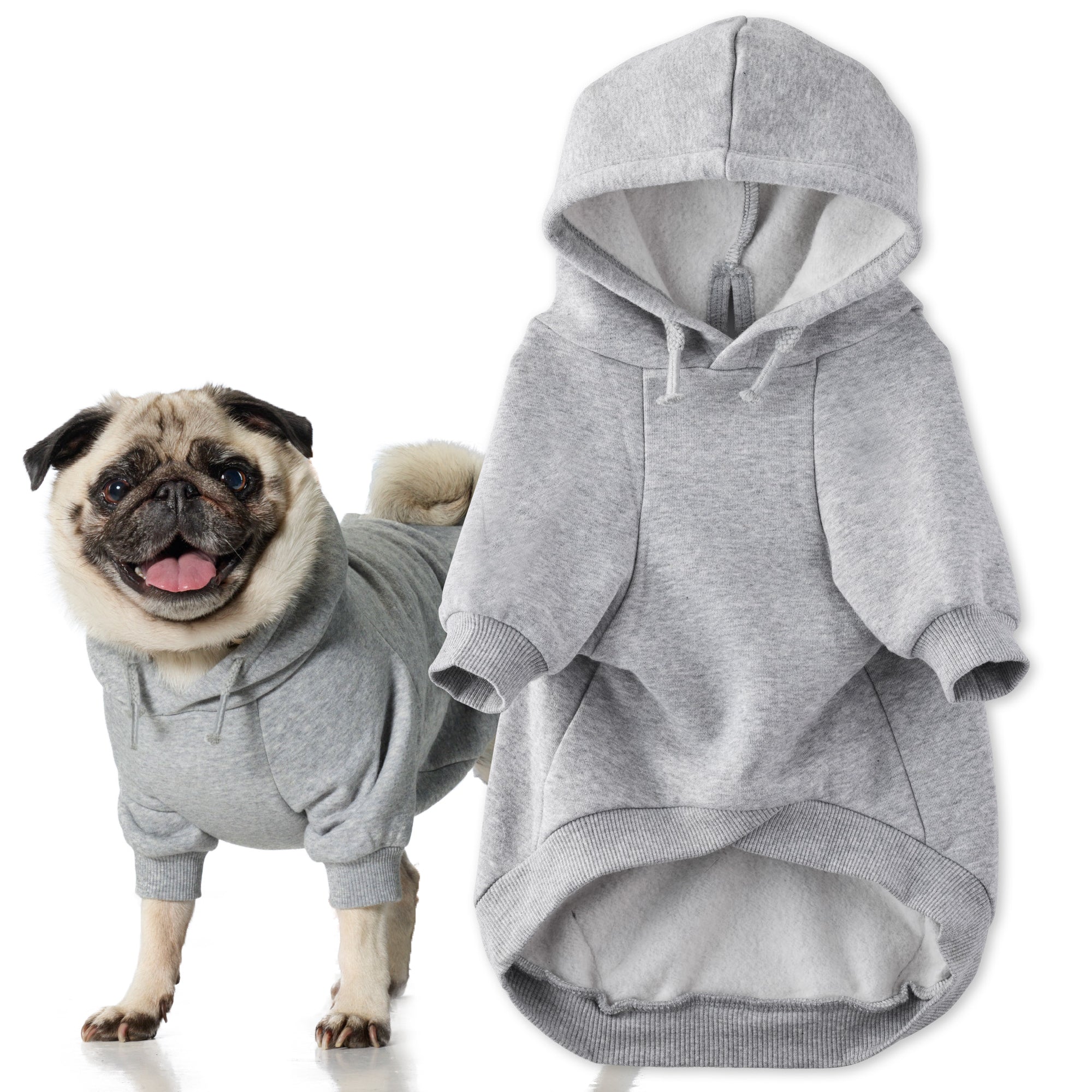 Pet Passion Rocky II extra plush comfy dog hoodie in Heather Gray — cozy fleece-lined sweatshirt for small to large dogs