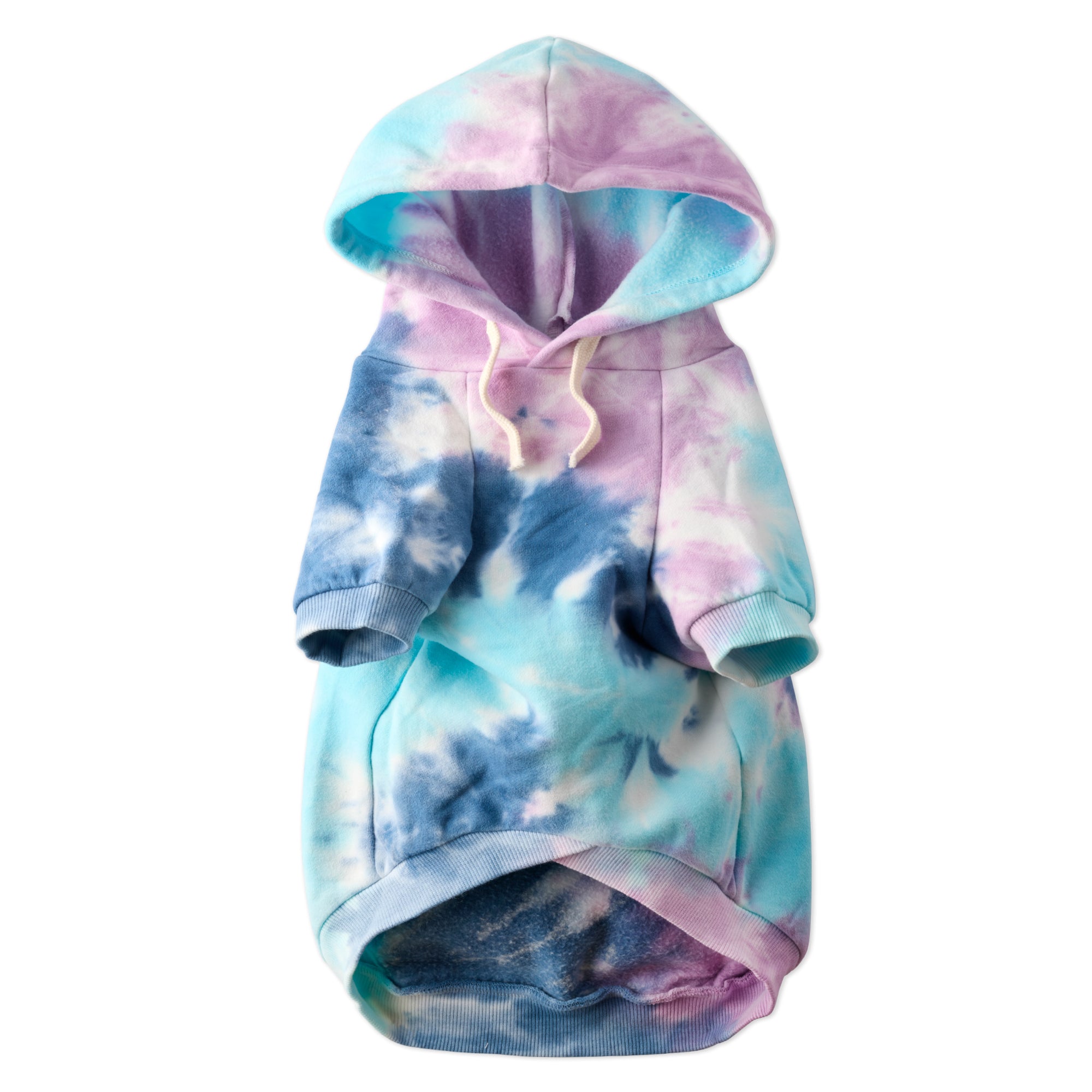 Pet Passion Rocky II extra plush comfy dog hoodie in Purple Tie Dye — cozy fleece-lined sweatshirt for small to large dogs
