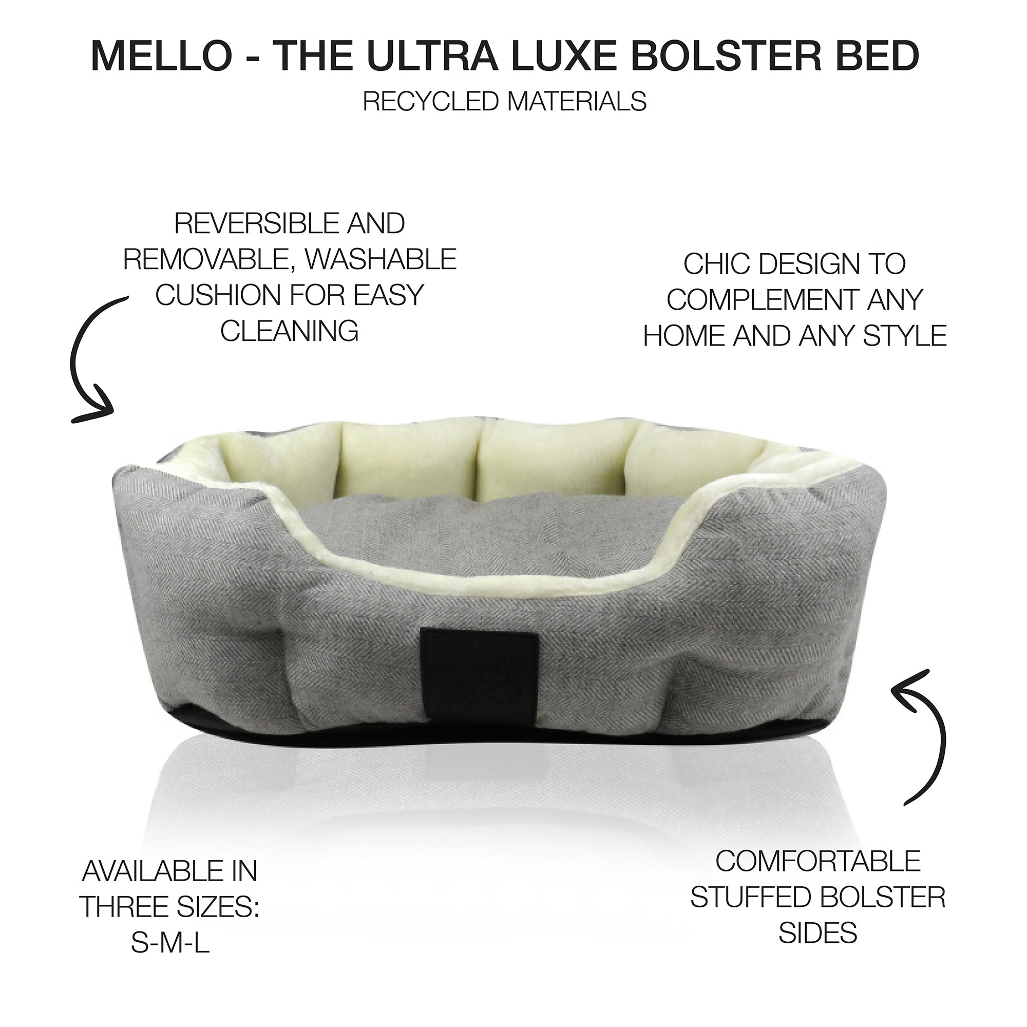 MELLO - THE ULTRA LUXE BOLSTER BED,IVORY TWEED