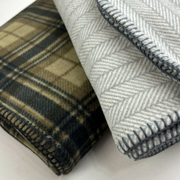 PRESTON II - THE POLAR FLEECE THROW, DOVE GRAY HERRINGBONE