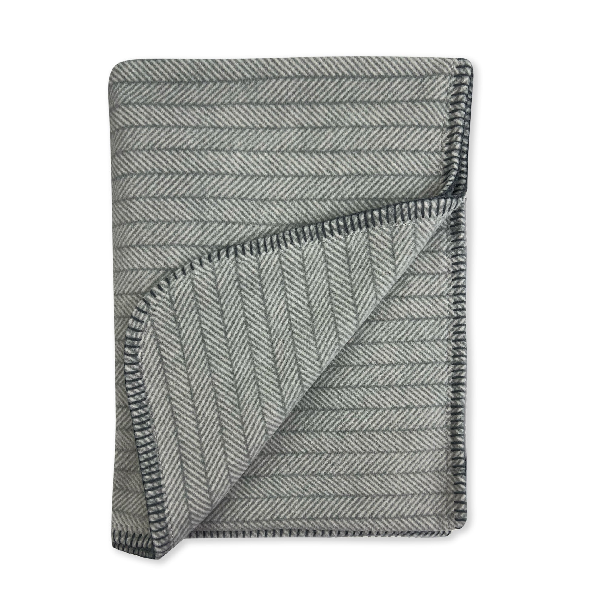 PRESTON II - THE POLAR FLEECE THROW, DOVE GRAY HERRINGBONE