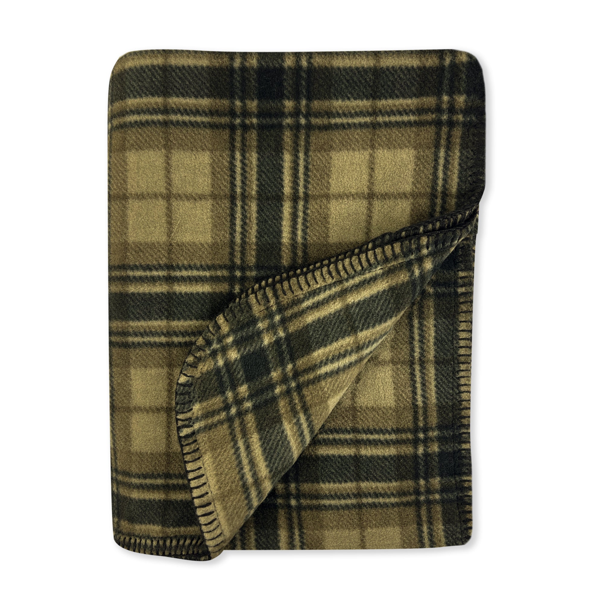 PRESTON II - THE POLAR FLEECE THROW, OLIVE CHESTERFIELD PLAID