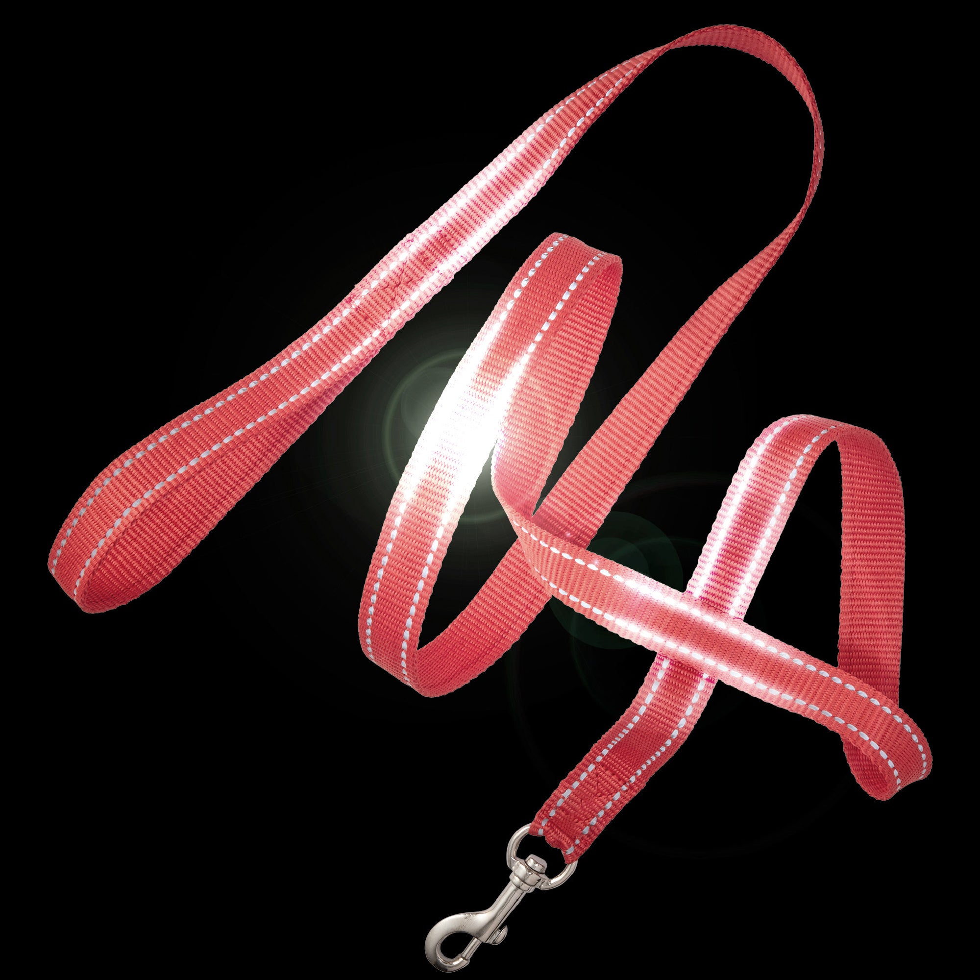 Pet Passion Max II hardy reflective dog leash and collar set in Red — durable nighttime walking gear with reflective stripes