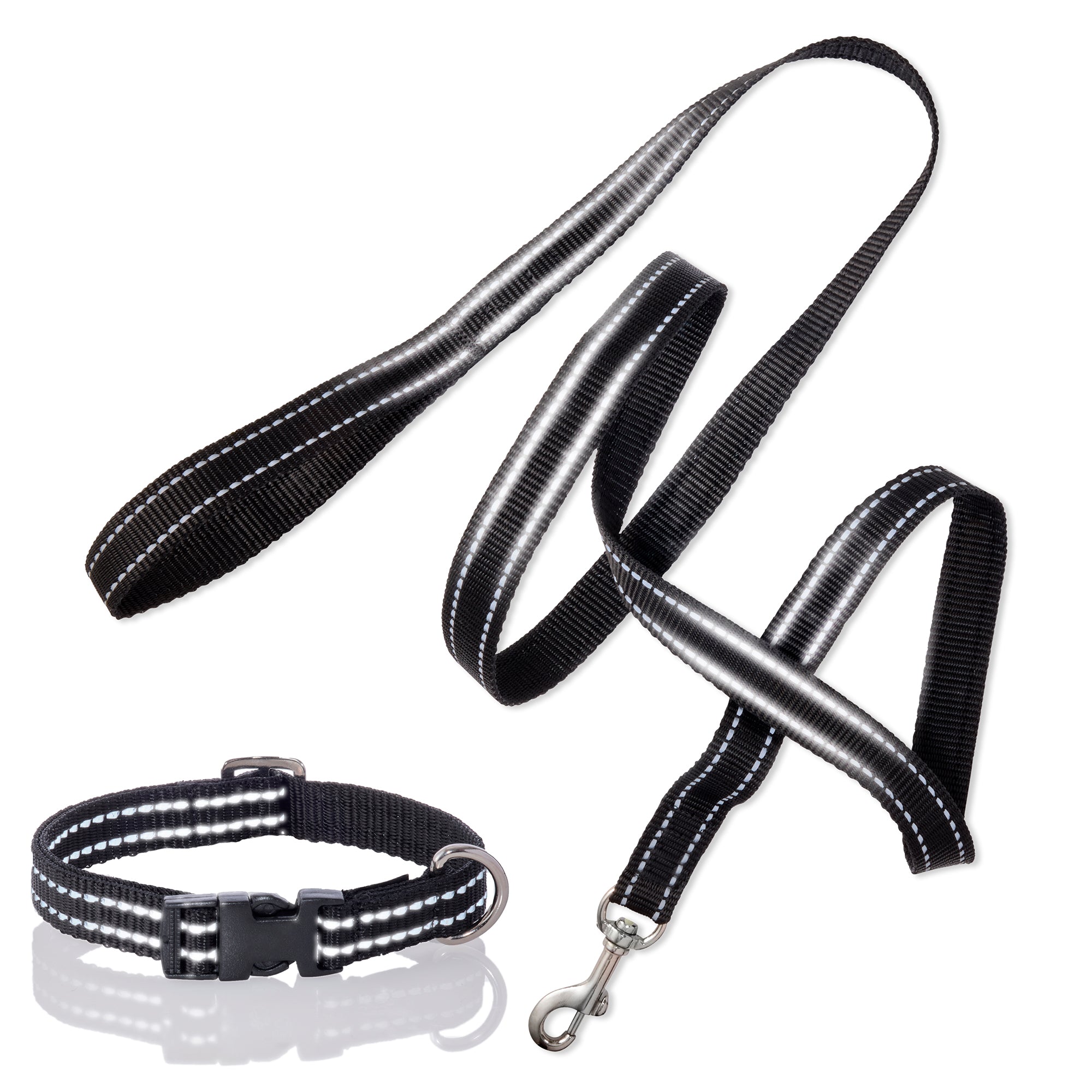 MAX - THE HARDY REFLECTIVE LEASH & COLLAR, 2-PACK, BLACK