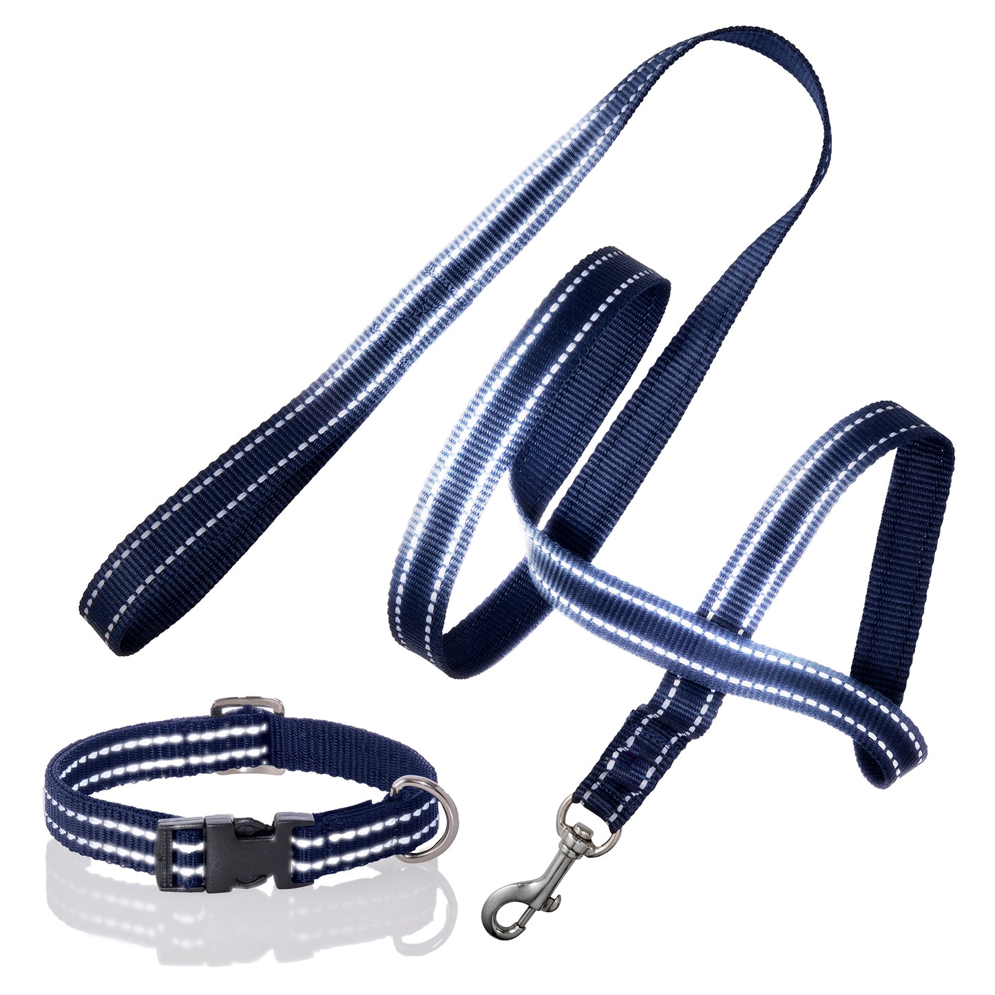 MAX - THE HARDY REFLECTIVE LEASH & COLLAR, 2-PACK, NAVY