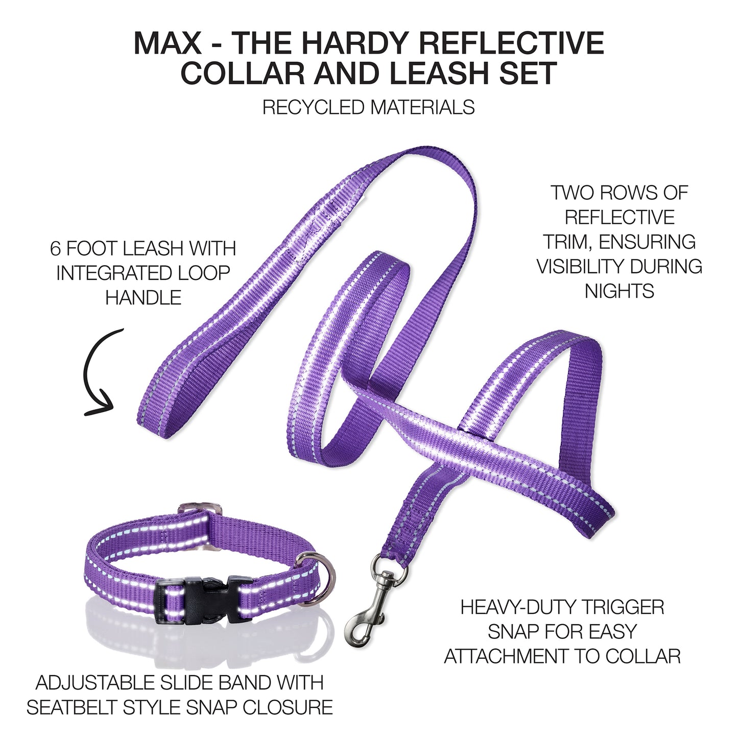 MAX - THE HARDY REFLECTIVE LEASH & COLLAR, 2-PACK