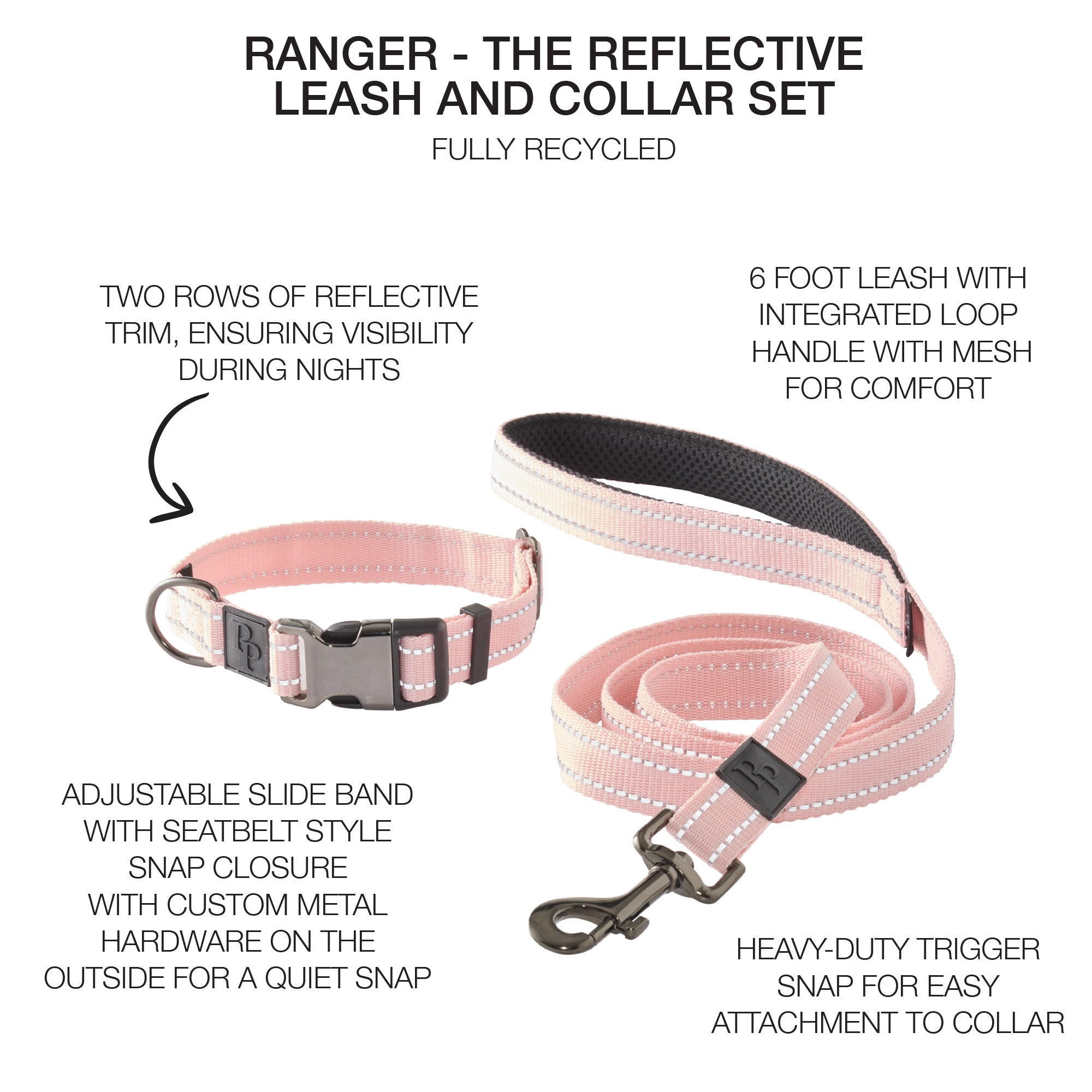 RANGER – THE PREMIUM HEAVY DUTY REFLECTIVE LEASH & COLLAR, 2-PACK GIFT SET