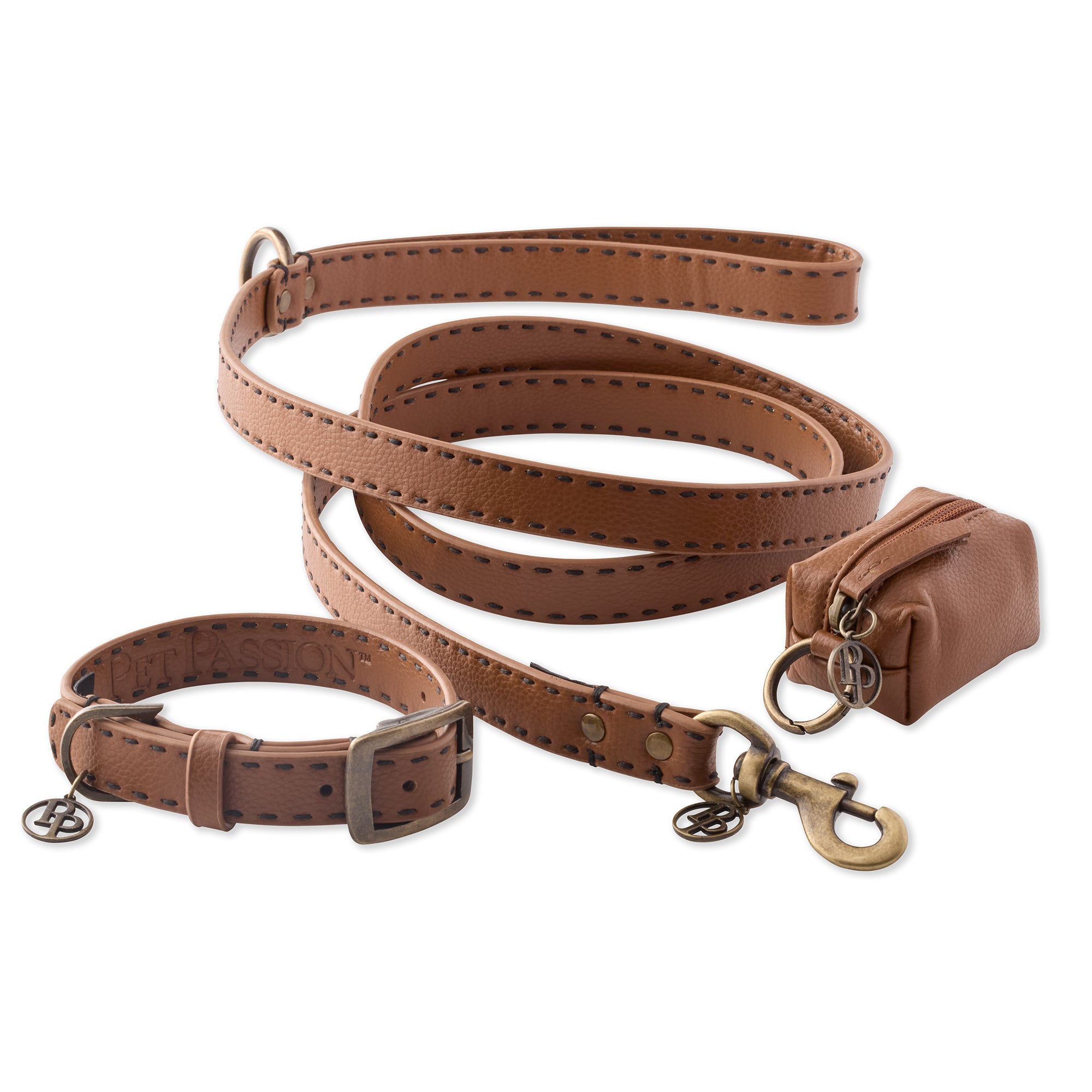 LET IT REIN - COLLAR, LEASH & CADDY SET - CHESTNUT HUNTER