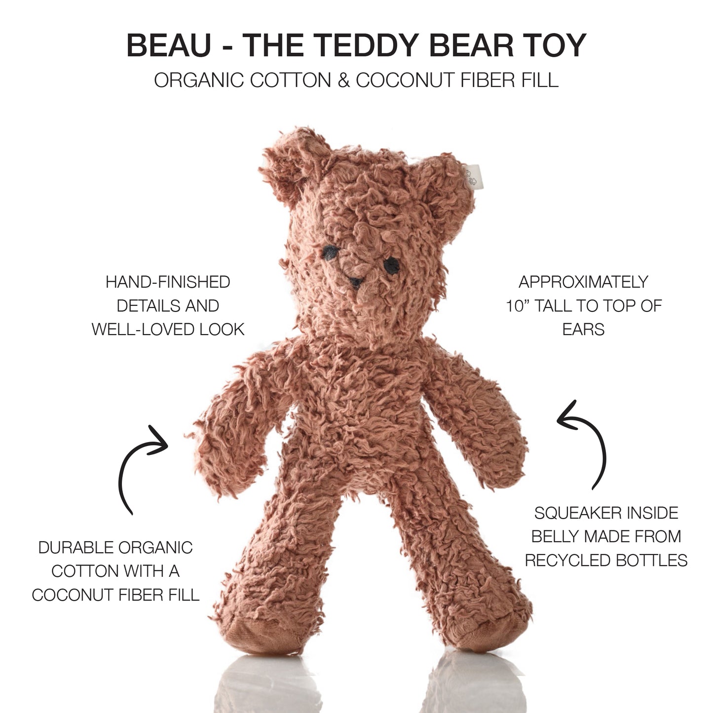 Beau the Bear toy with porduct descriptions and Beau title at the top