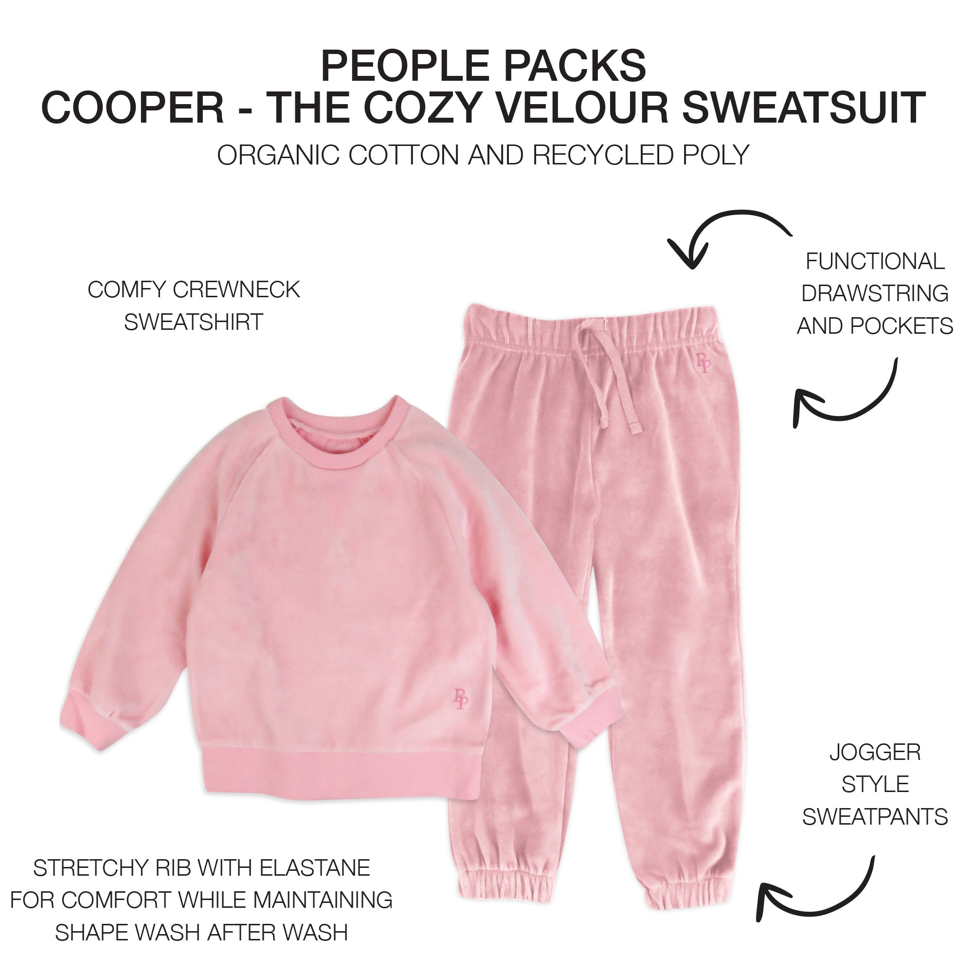 PEOPLE PACKS COOPER II - THE PLUSH VELOUR SWEATSUIT, PINK