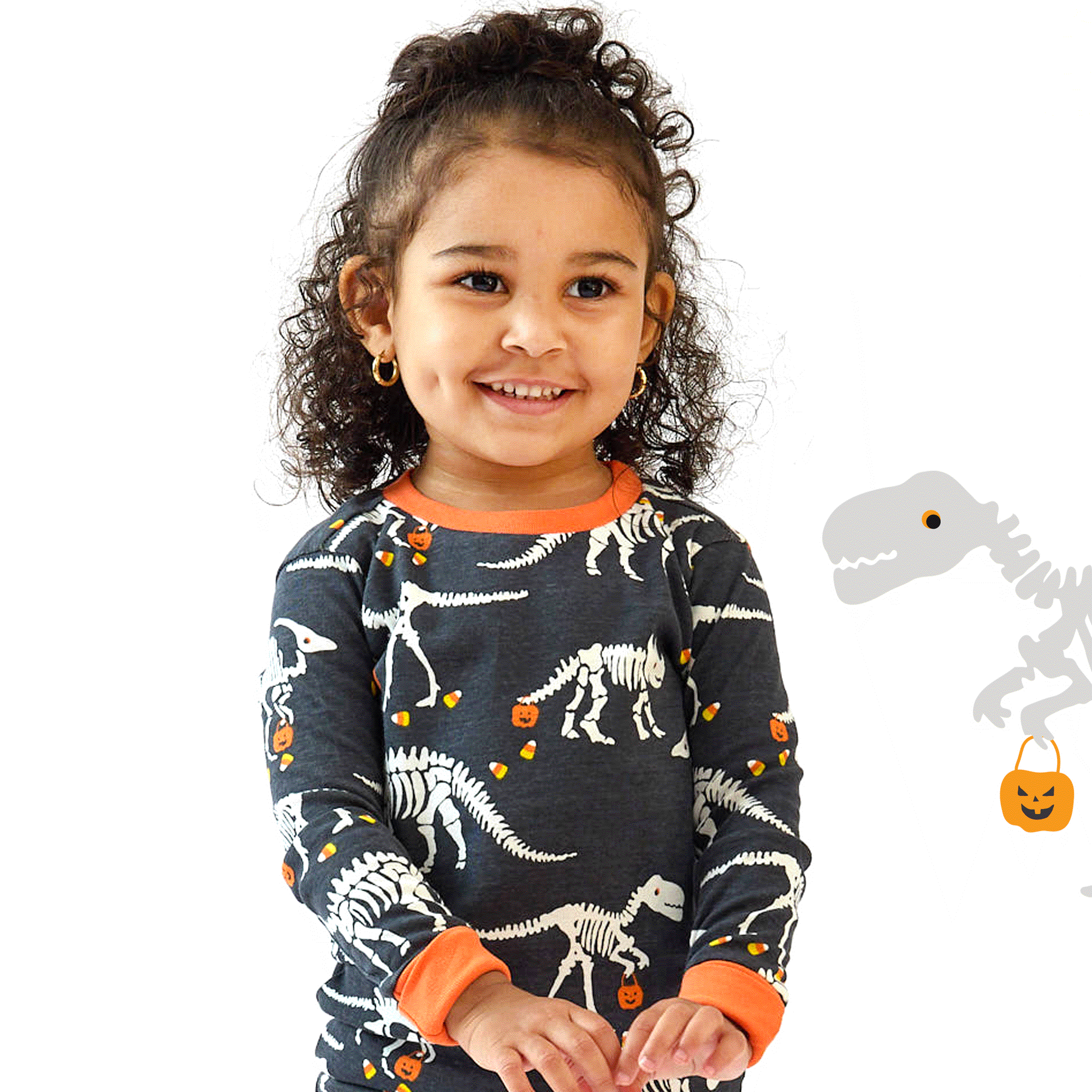 Butterblu Zen 2-piece toddler girls pajamas in Candy Saurus — GOTS-certified organic cotton two-piece PJ set