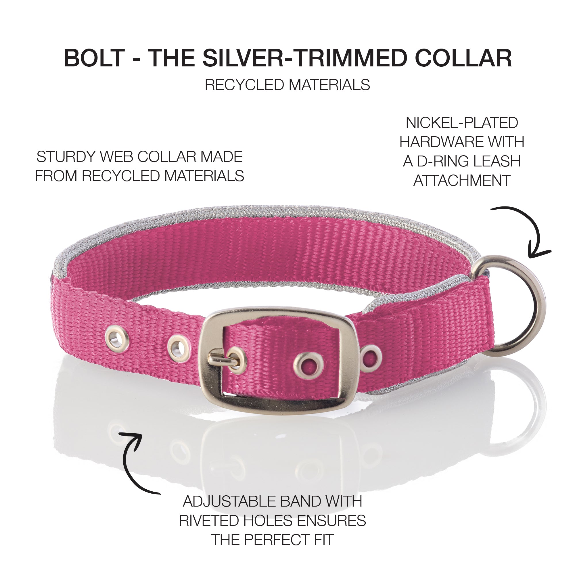 BOLT- THE SILVER TRIMMED COLLAR , HOT PINK