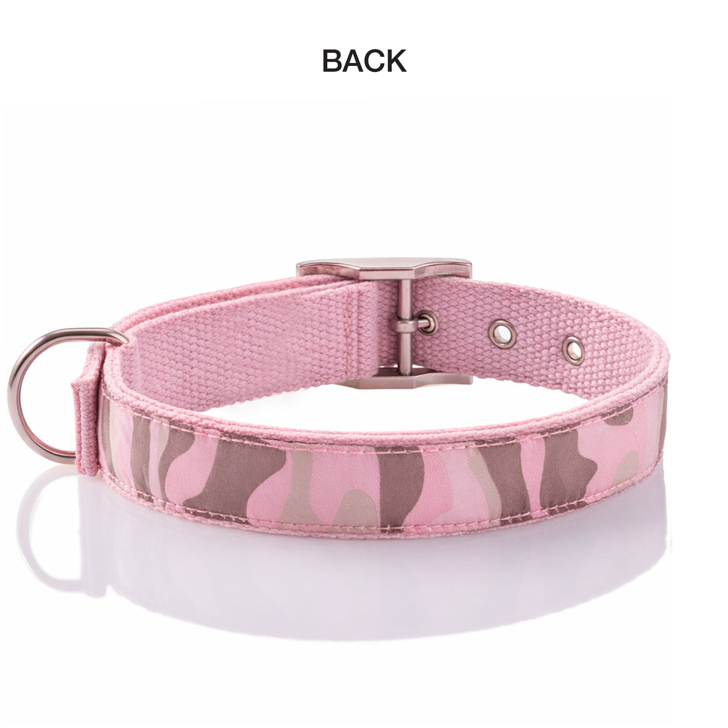 Pet Passion Remy II recycled ribbon dog collar in Pink Camo — eco-friendly woven collar with recycled materials