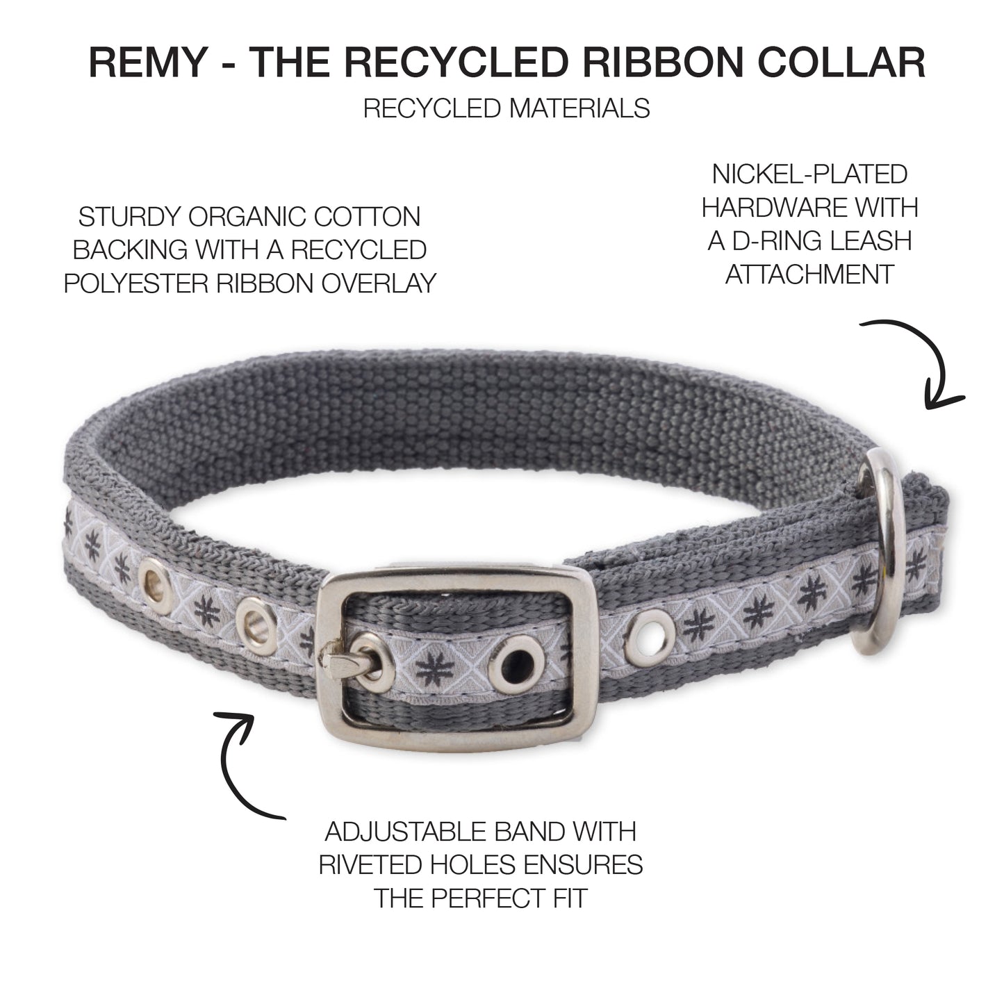 REMY - THE RECYCLED RIBBON COLLAR ,  GRAY