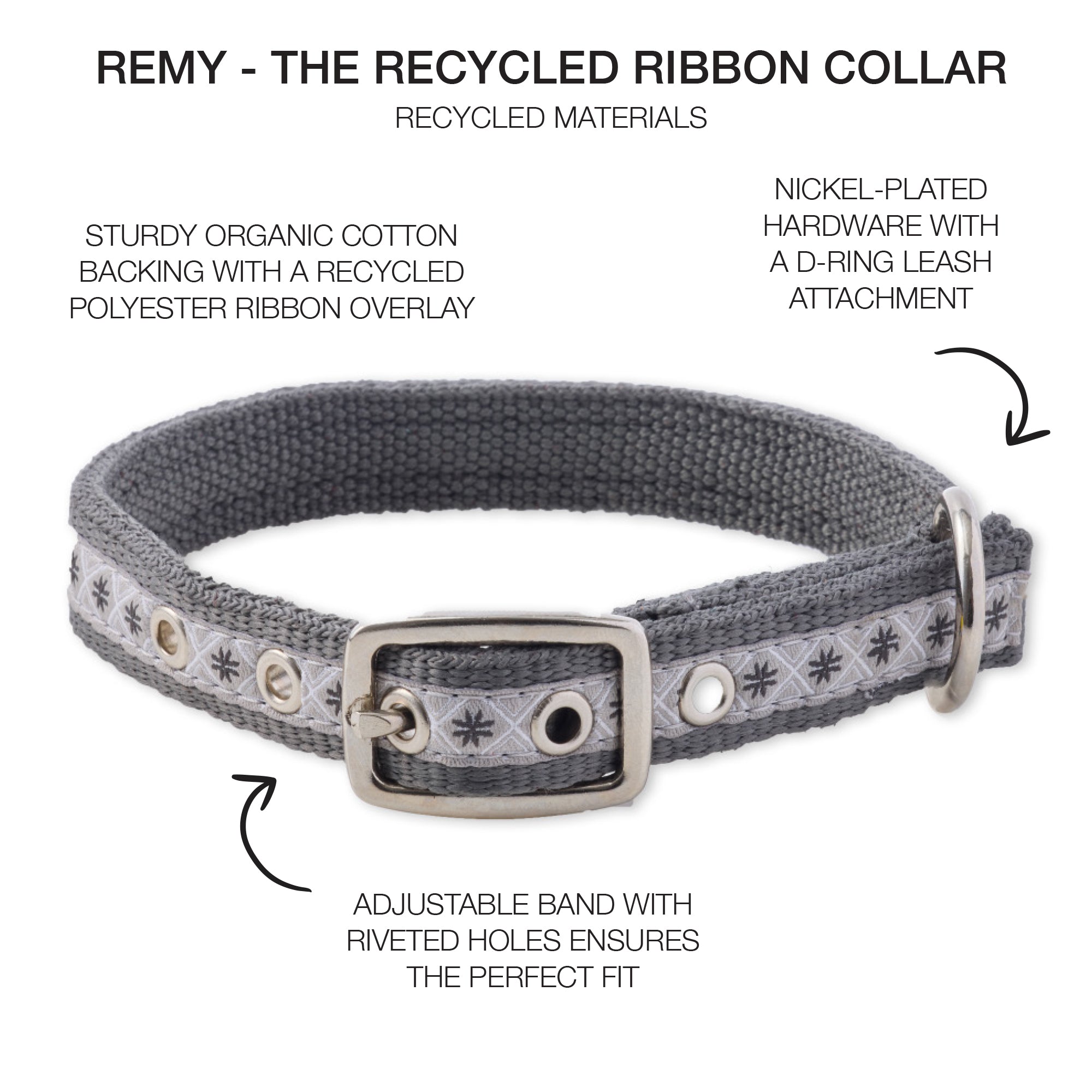 REMY - THE RECYCLED RIBBON COLLAR ,  GRAY