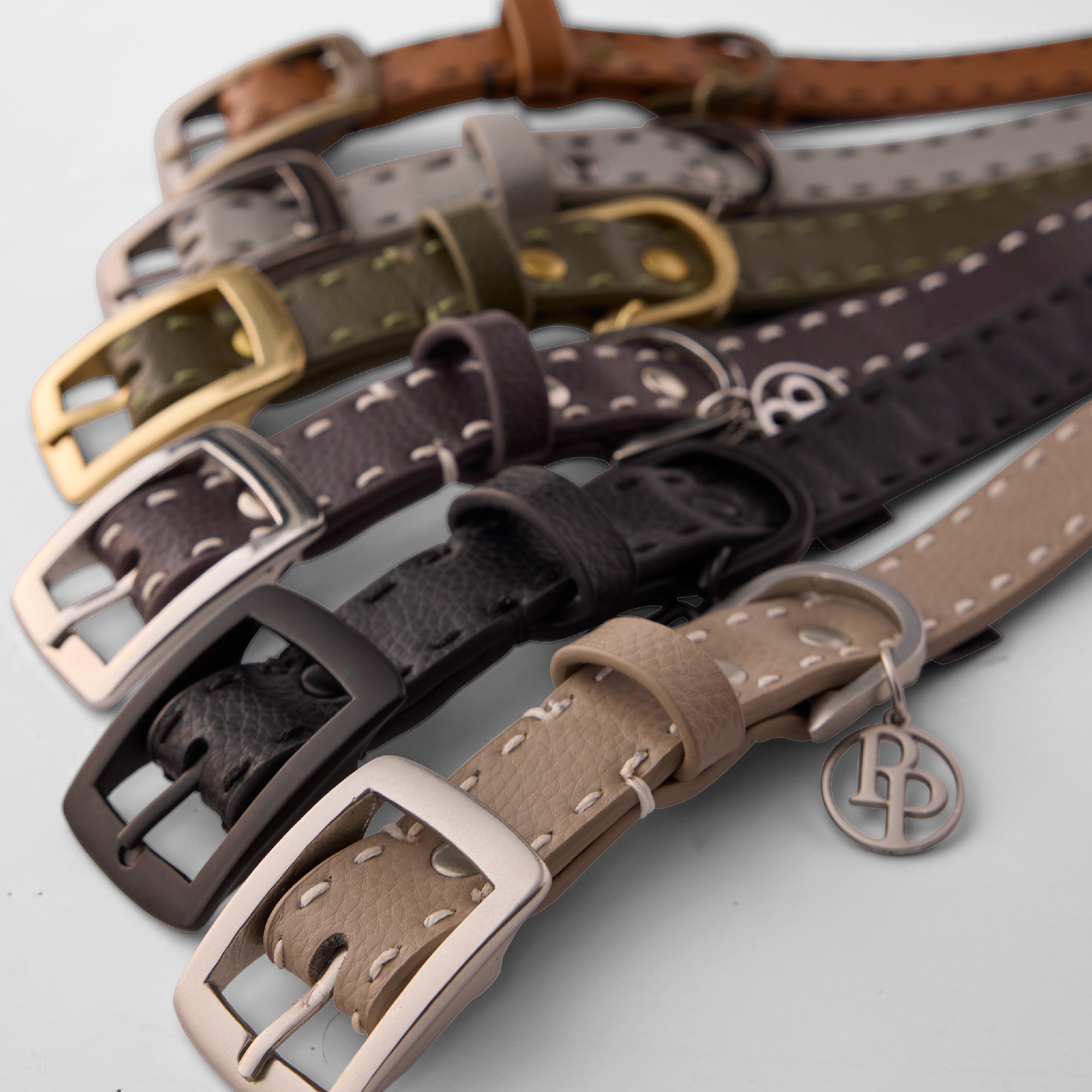 Close up of collar hardware on all of the Rein Collar Colors
