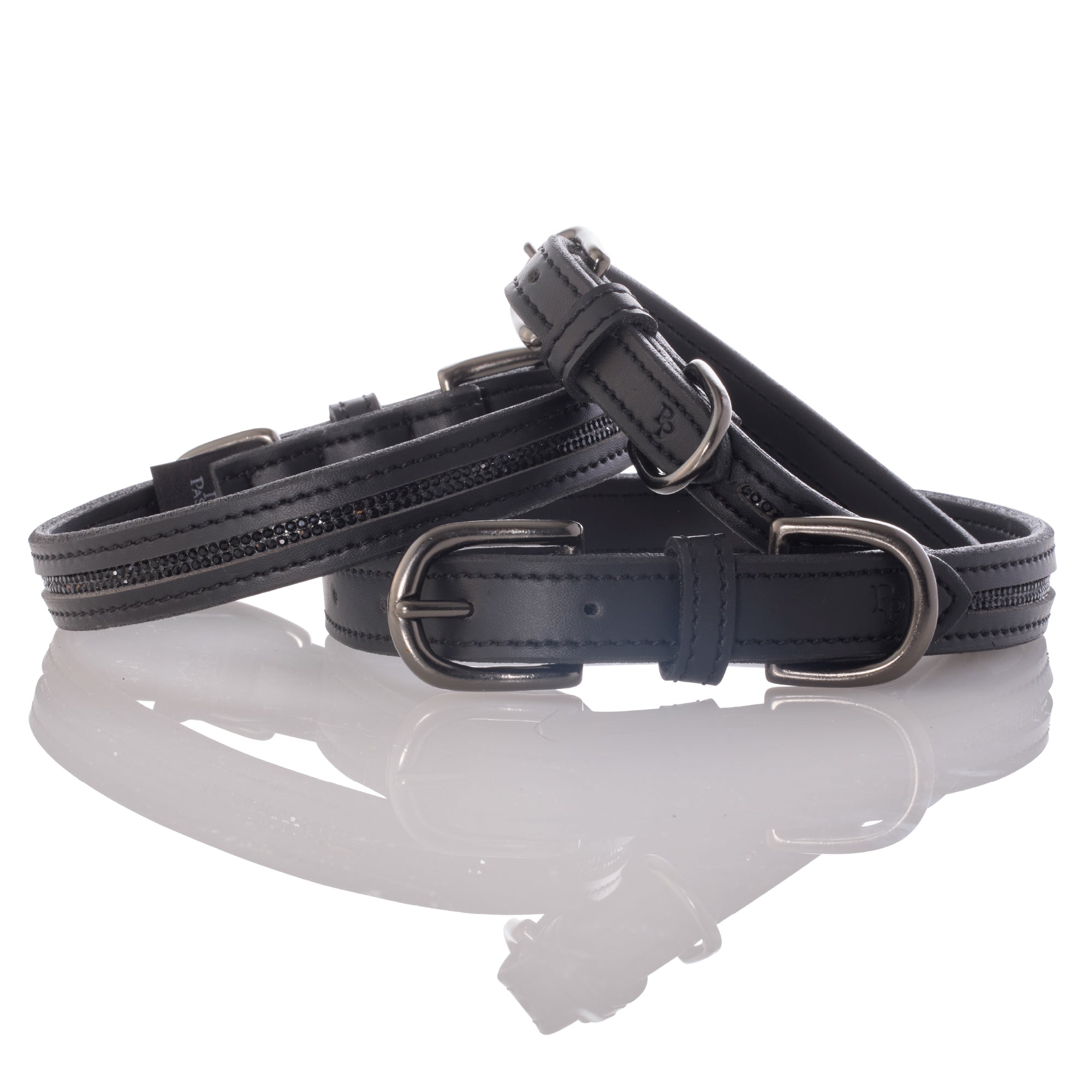 Pet Passion Roxy crystal bling dog collar in Black Bling — sparkly rhinestone-embellished collar for small dogs and special occasions
